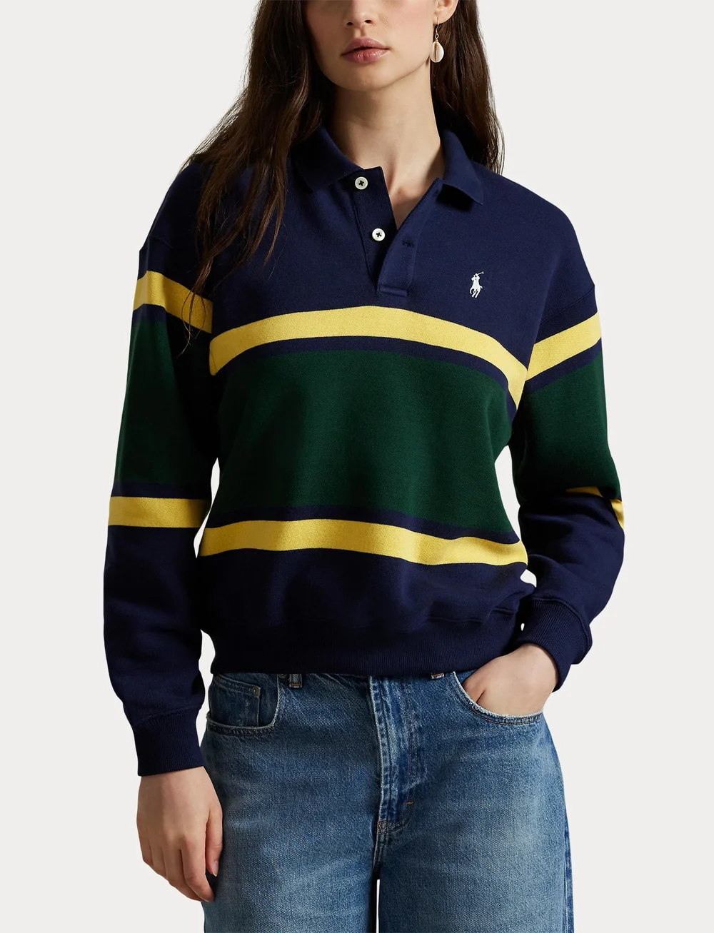 Polo Ralph Lauren - Striped Fleece Long-Sleeve Polo Shirt - hauts à manches longues - navy multi - 5