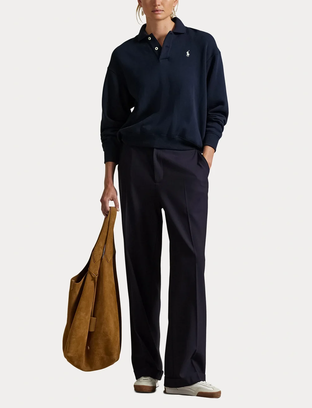 Polo Ralph Lauren - Logo Fleece Polo-Collar Pullover - langärmlige tops - hunter navy - 4