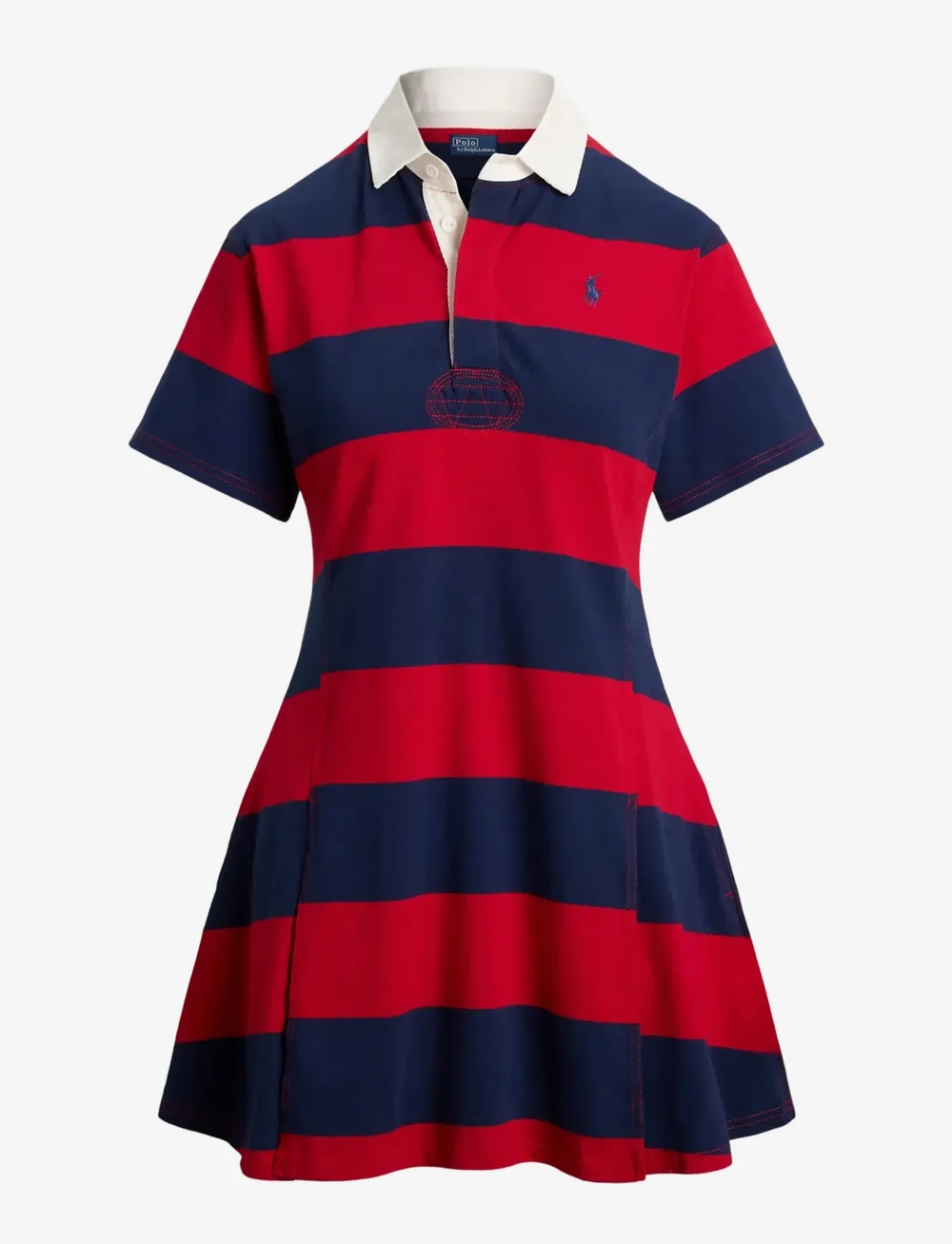 Polo Ralph Lauren - Striped Cotton Jersey Rugby Dress - krótkie sukienki - polo sport red/ne - 1