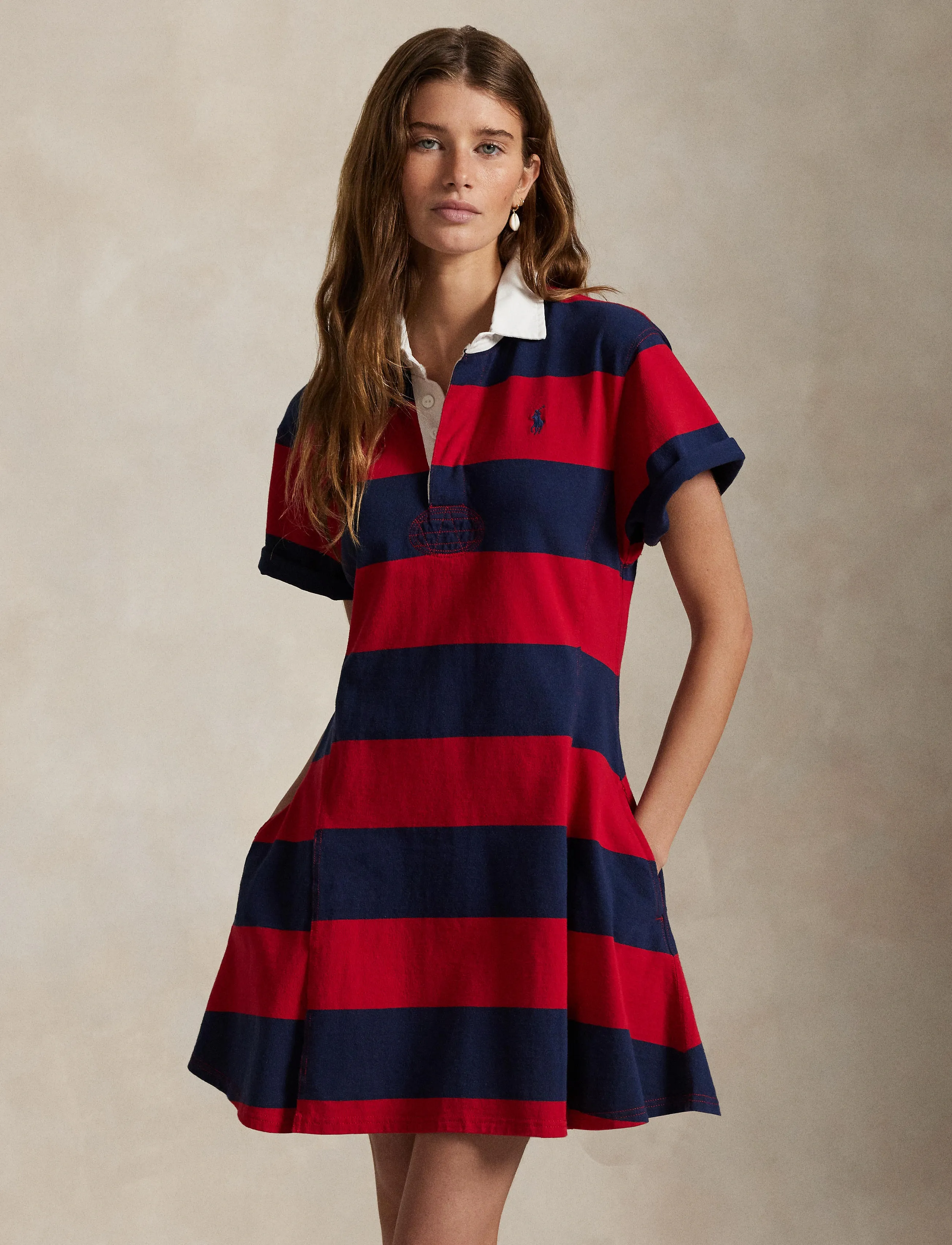 Polo Ralph Lauren Striped Cotton Jersey Rugby Dress (PRW211971761) - Short  Dresses - Boozt.com