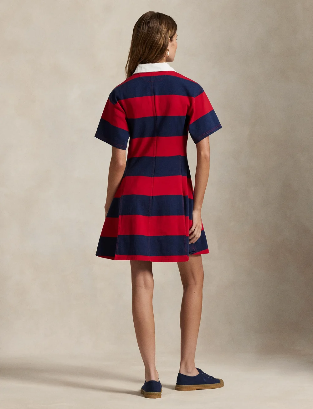 Polo Ralph Lauren - Striped Cotton Jersey Rugby Dress - krótkie sukienki - polo sport red/ne - 2