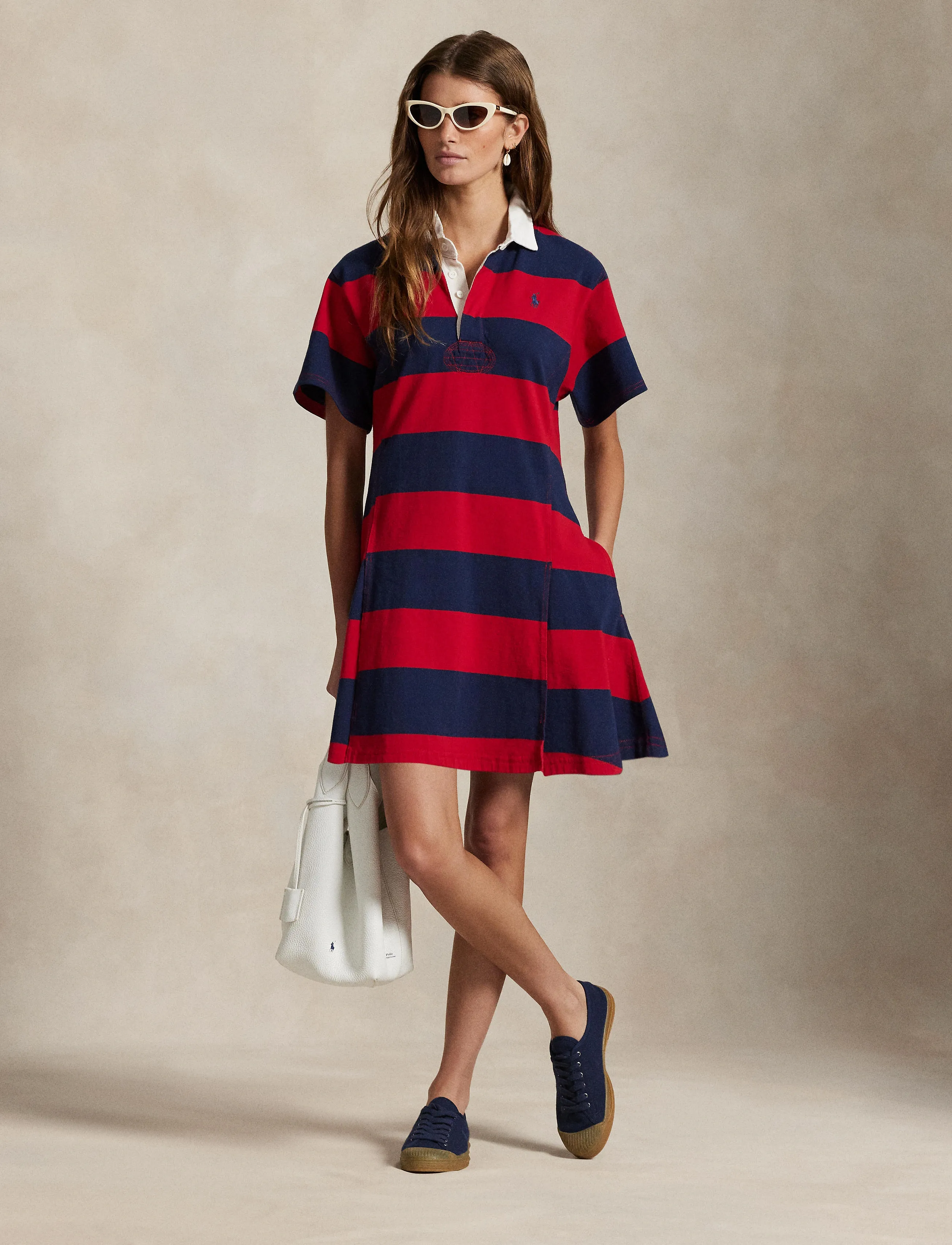 Polo Ralph Lauren - Striped Cotton Jersey Rugby Dress - polo sport red/ne - 3