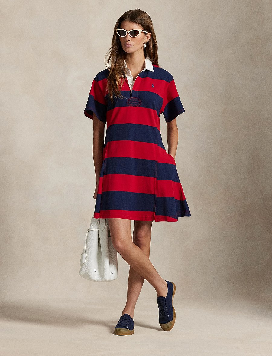 Polo Ralph Lauren - Striped Cotton Jersey Rugby Dress - polo sport red/ne - 3