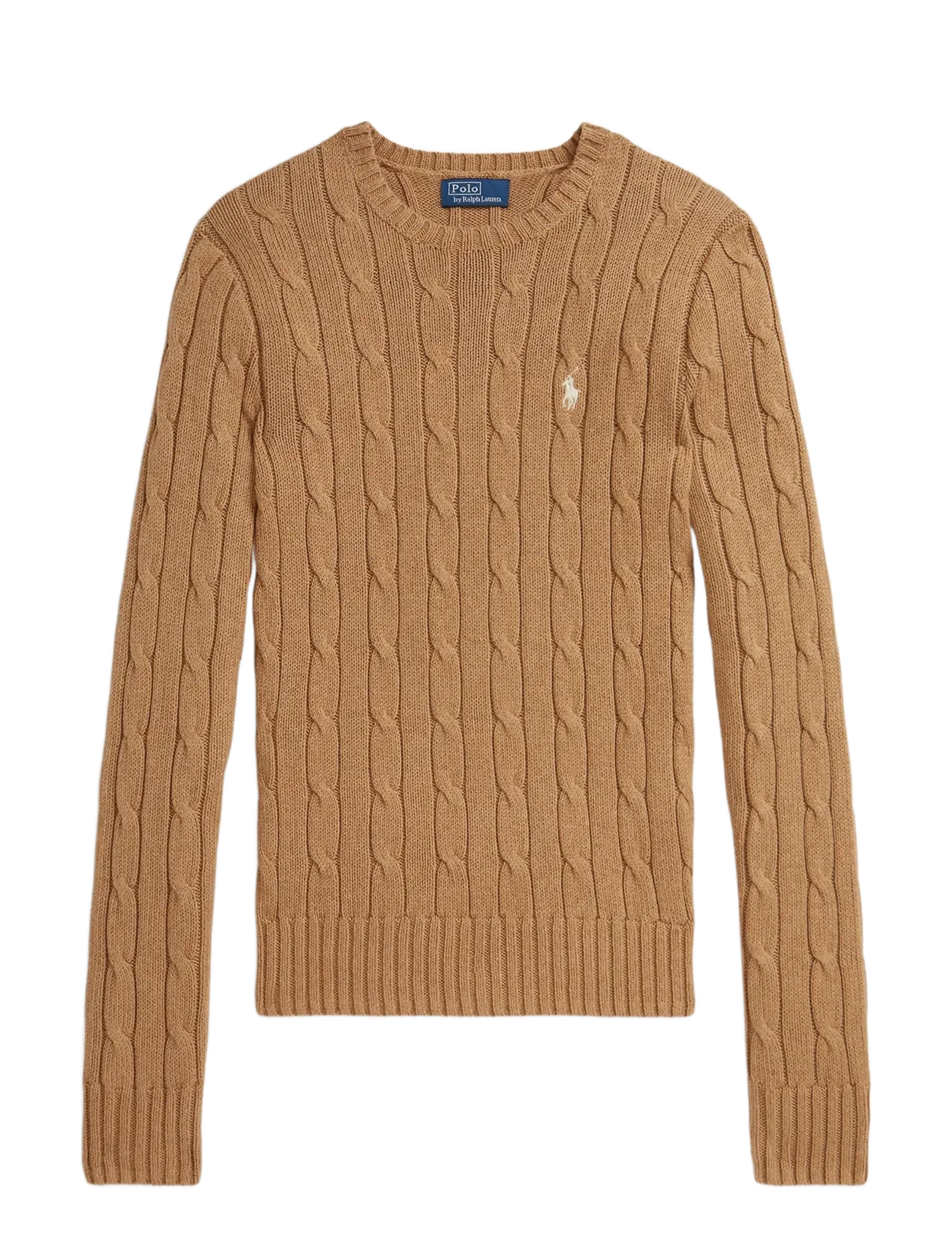 Cable-Knit Cotton Crewneck Sweater - COLLECTION CAMEL