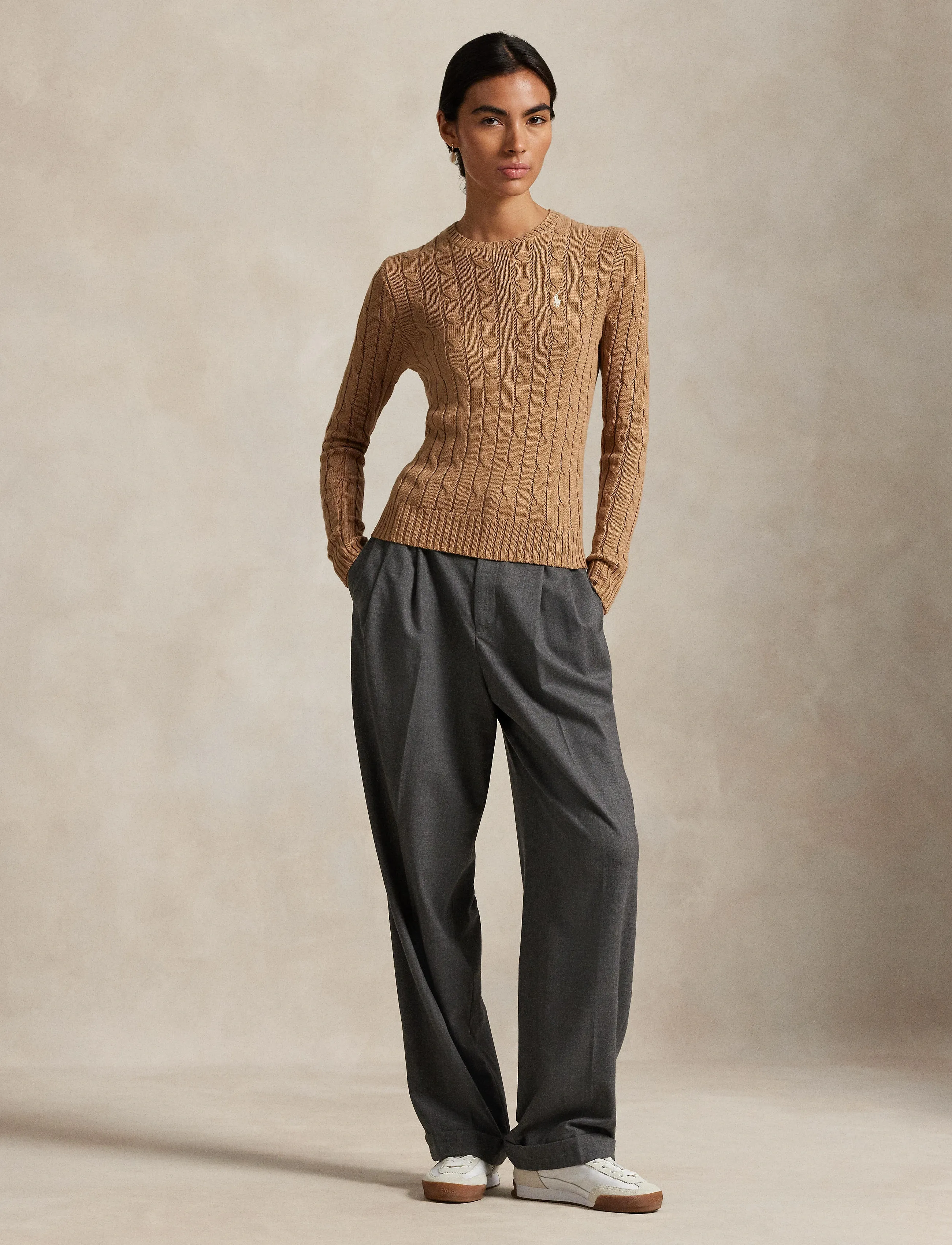 Polo Ralph Lauren Cable-Knit Cotton Crewneck Sweater - Ralph Lauren - COLLECTION CAMEL / brown