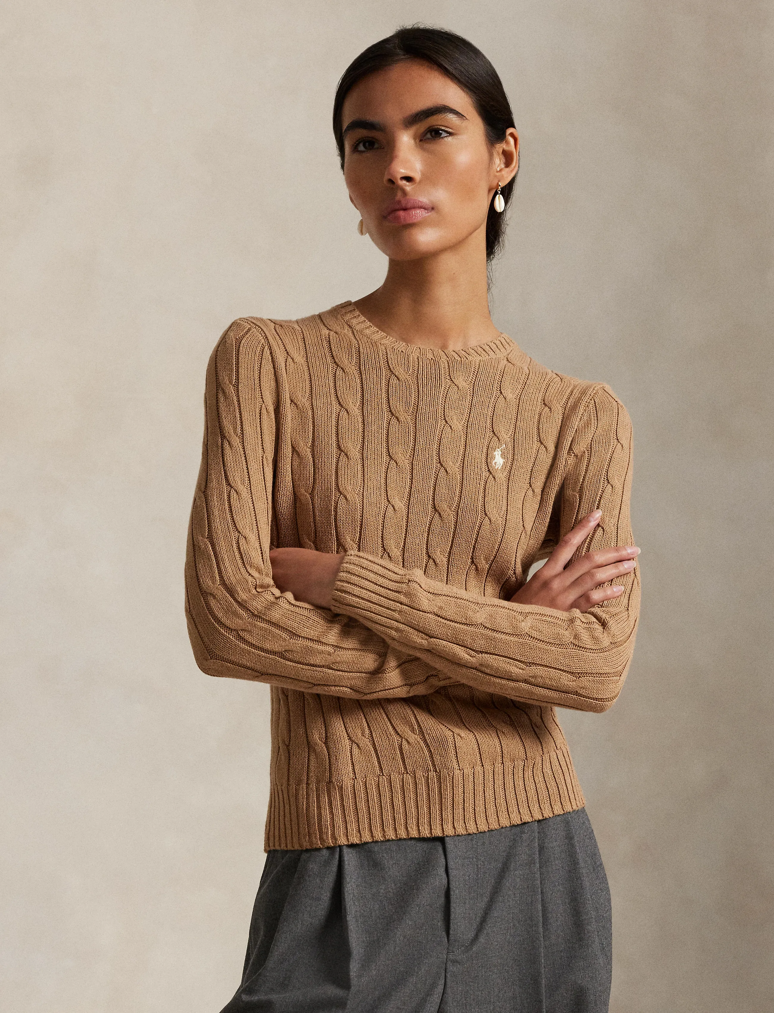 Polo Ralph Lauren - Cable-Knit Cotton Crewneck Sweater - trøjer - collection camel - 3