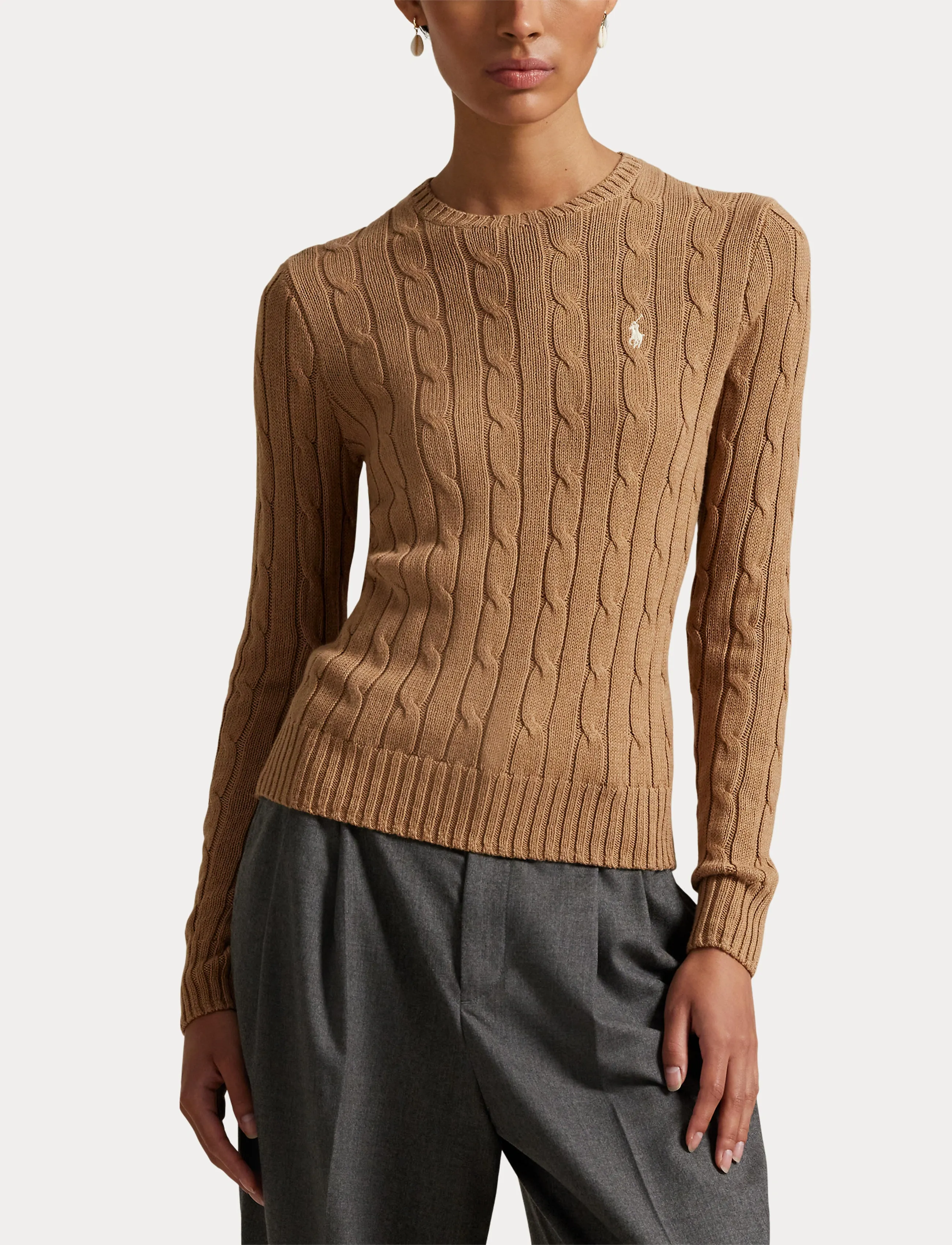 Polo Ralph Lauren - Cable-Knit Cotton Crewneck Sweater - trøjer - collection camel - 5