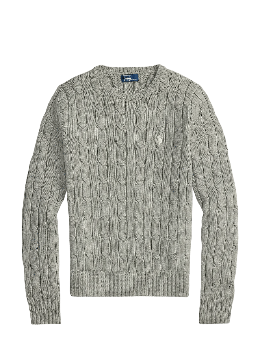 Polo Ralph Lauren - Cable-Knit Cotton Crewneck Sweater - tröjor - fawn grey heather - 1