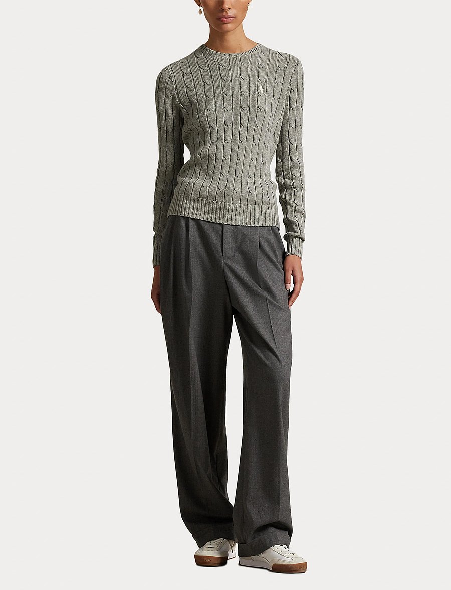 Polo Ralph Lauren - Cable-Knit Cotton Crewneck Sweater - tröjor - fawn grey heather - 4