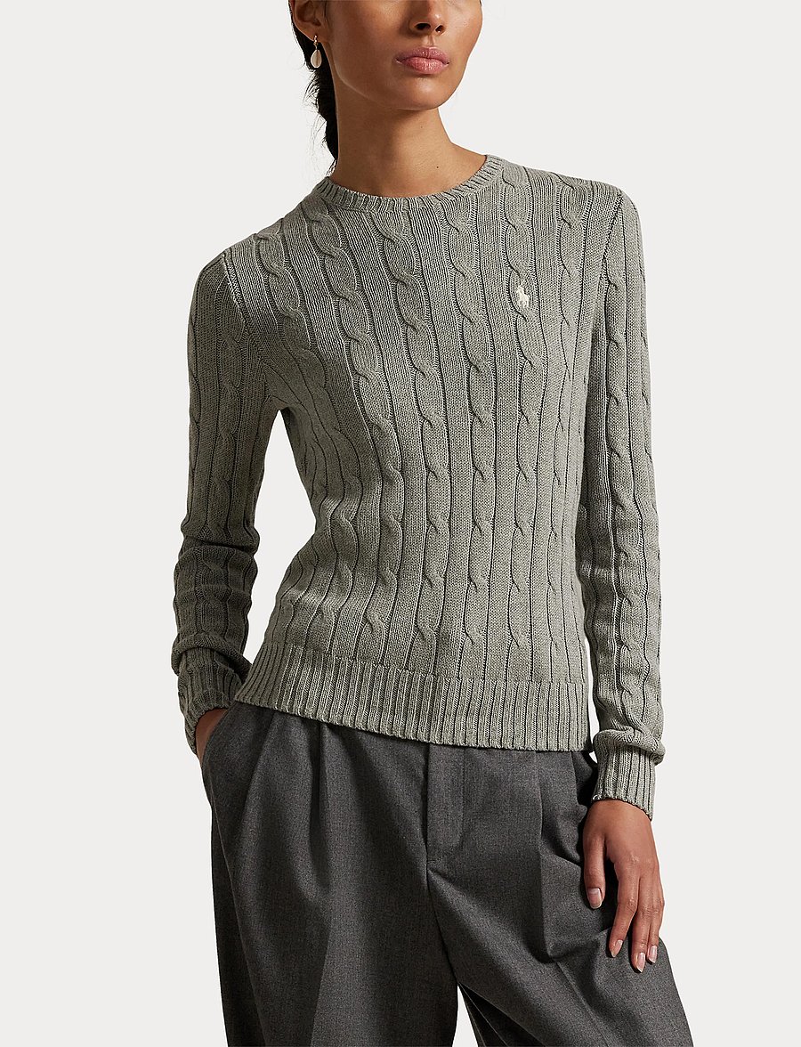 Polo Ralph Lauren - Cable-Knit Cotton Crewneck Sweater - tröjor - fawn grey heather - 5