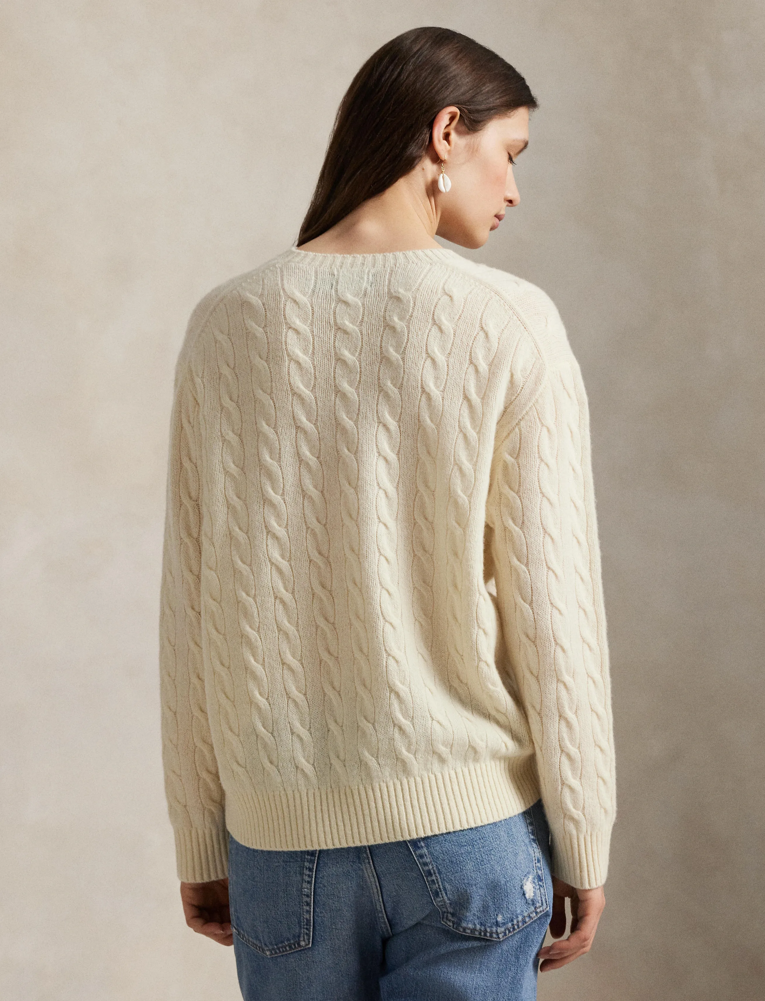 Cable Wool-Cashmere Crewneck Sweater 2