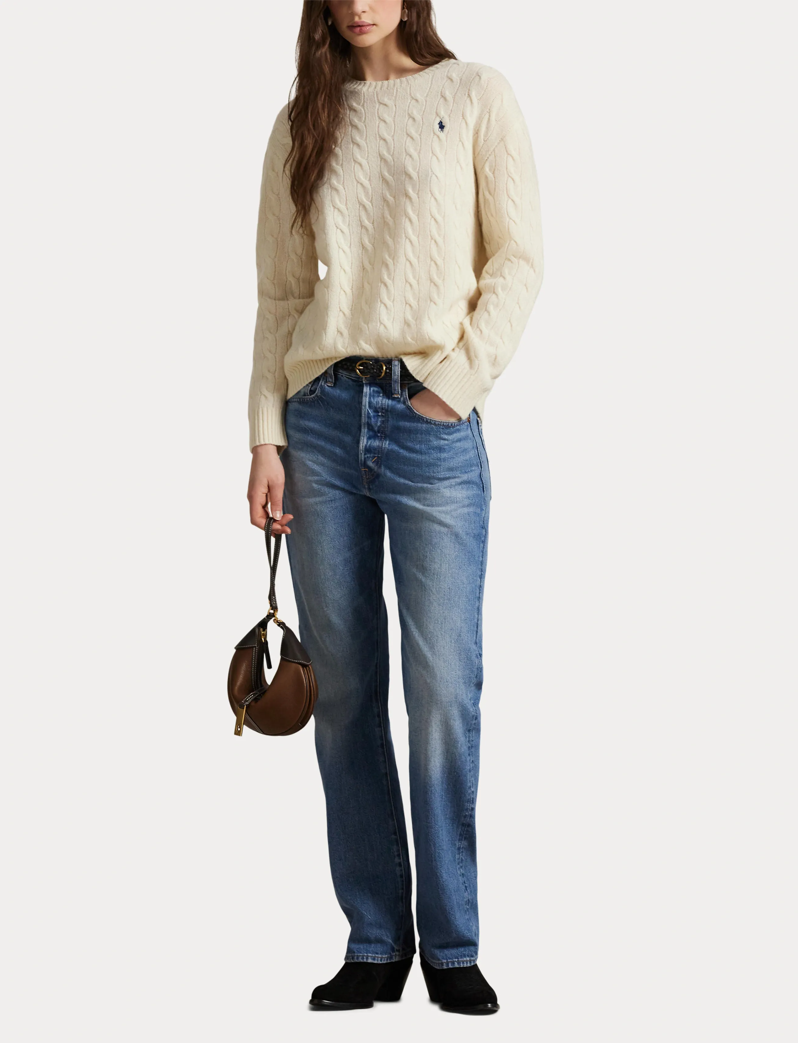 Polo Ralph Lauren - Cable Wool-Cashmere Crewneck Sweater - cachemire - authentic cream - 4