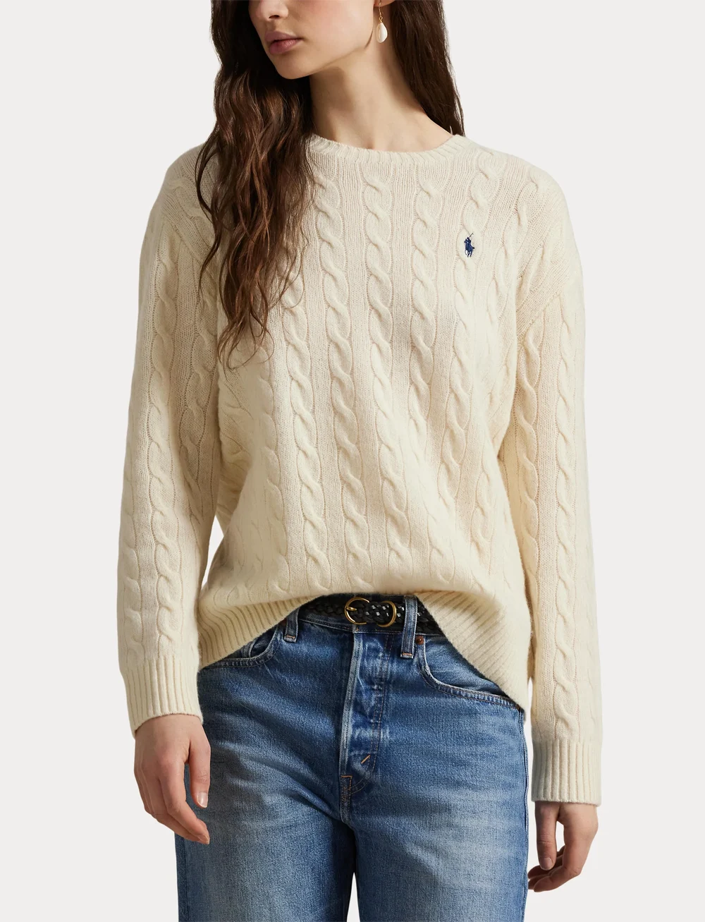 Polo Ralph Lauren - Cable Wool-Cashmere Crewneck Sweater - tröjor - authentic cream - 5