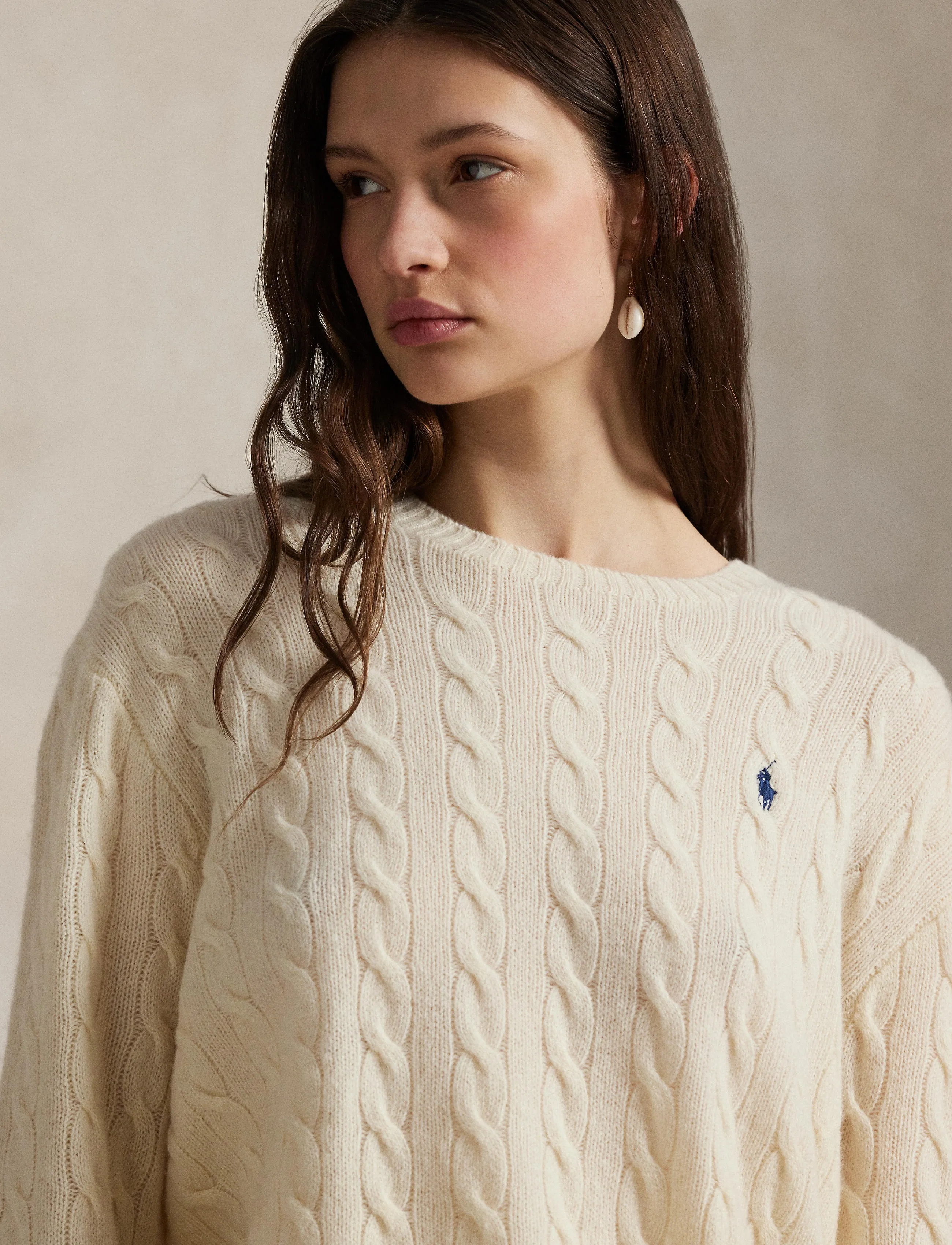 Cable Wool-Cashmere Crewneck Sweater 7