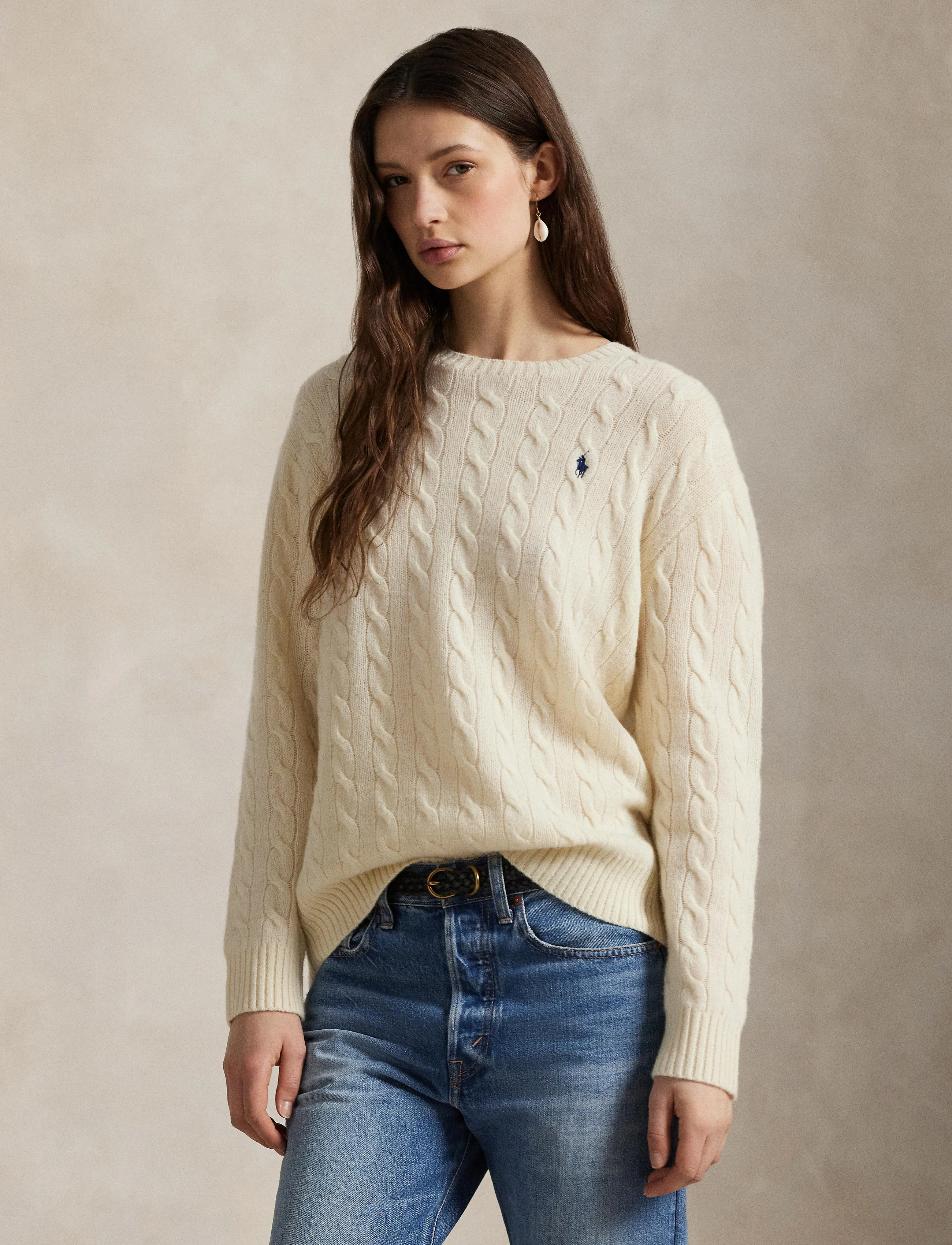 Cable Wool-Cashmere Crewneck Sweater 9