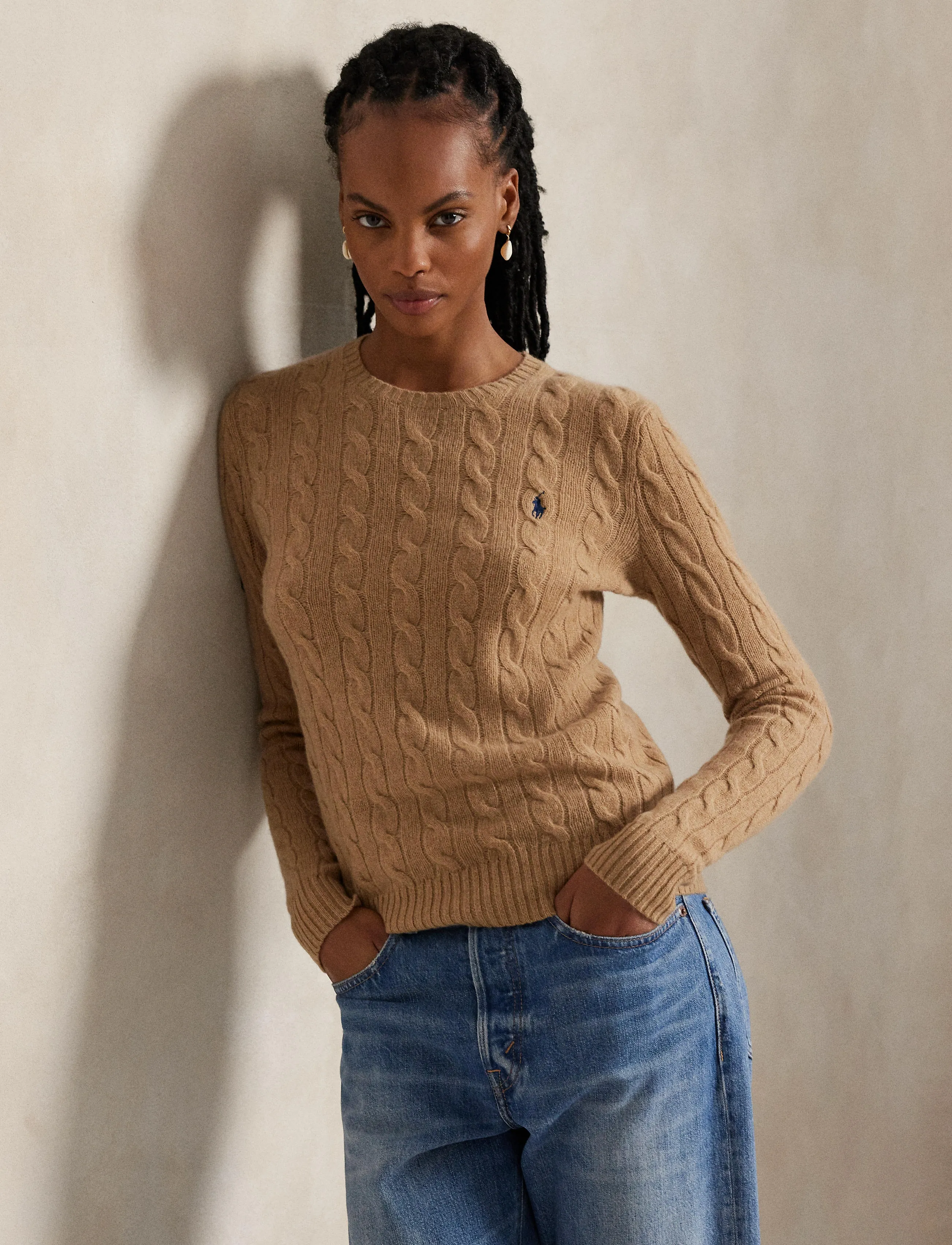 Polo Ralph Lauren - Cable Wool-Cashmere Crewneck Sweater - collection camel - 3