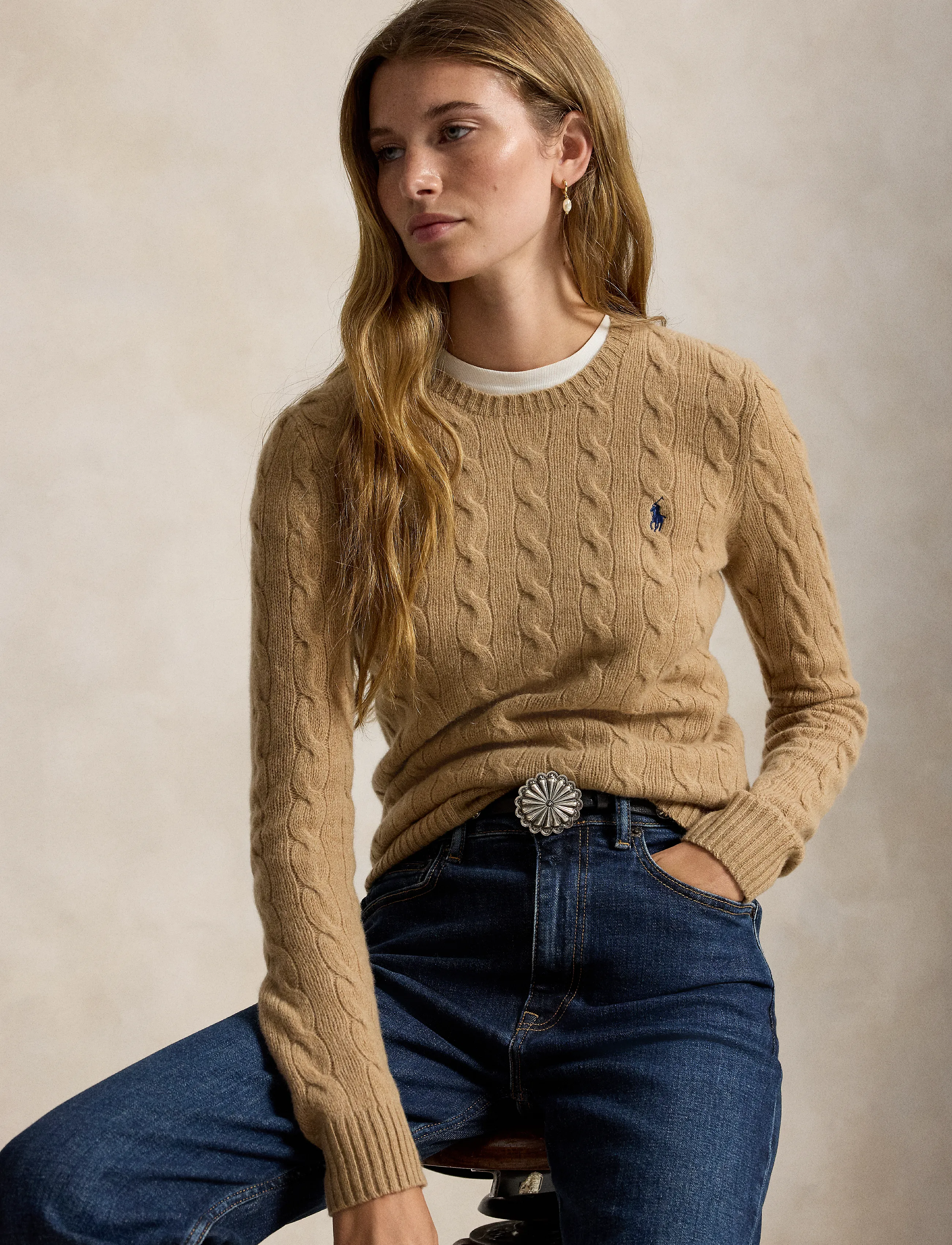 Polo Ralph Lauren - Cable Wool-Cashmere Crewneck Sweater - kashmir - collection camel - 4