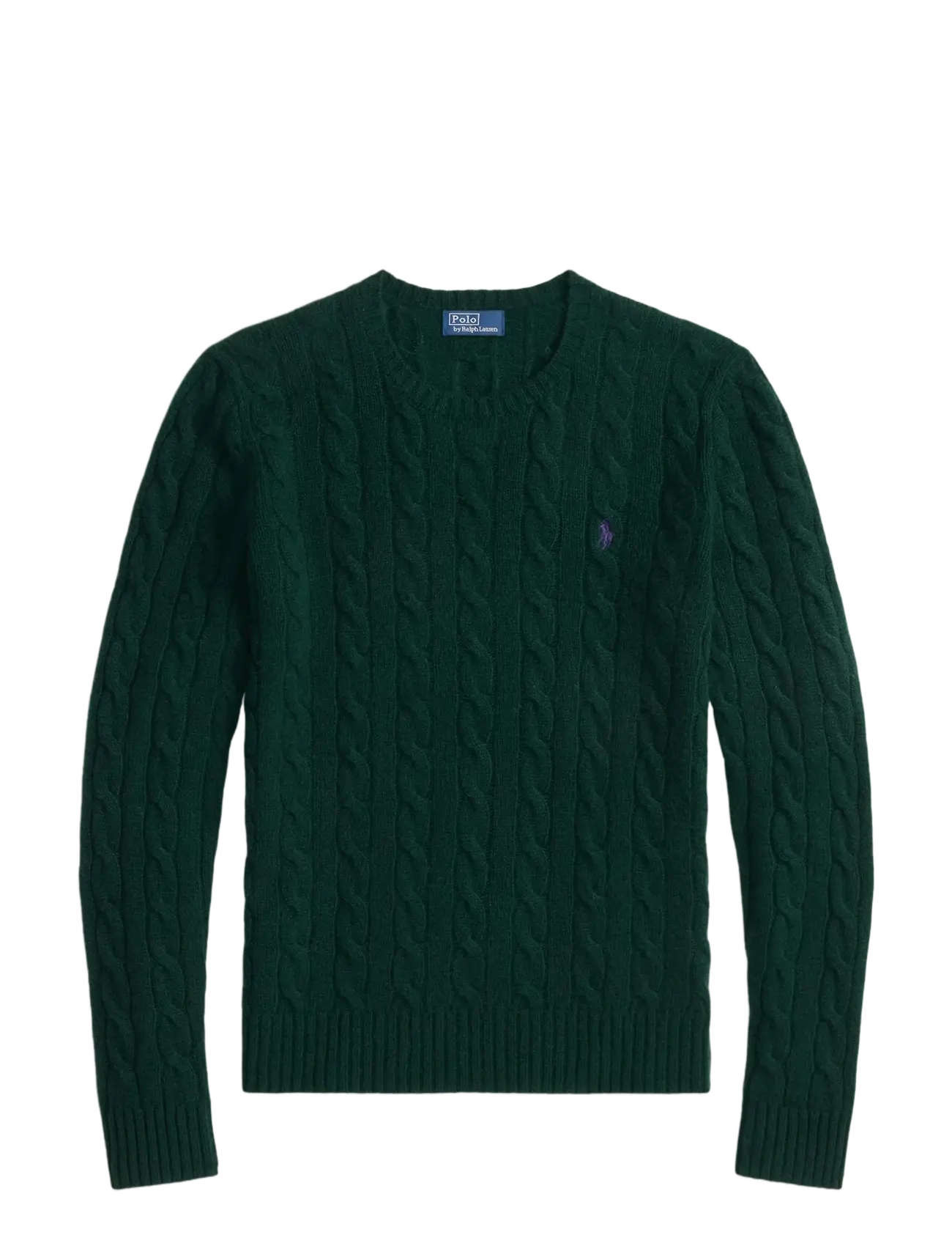 Cable Wool-Cashmere Crewneck Sweater - COLLEGE GREEN