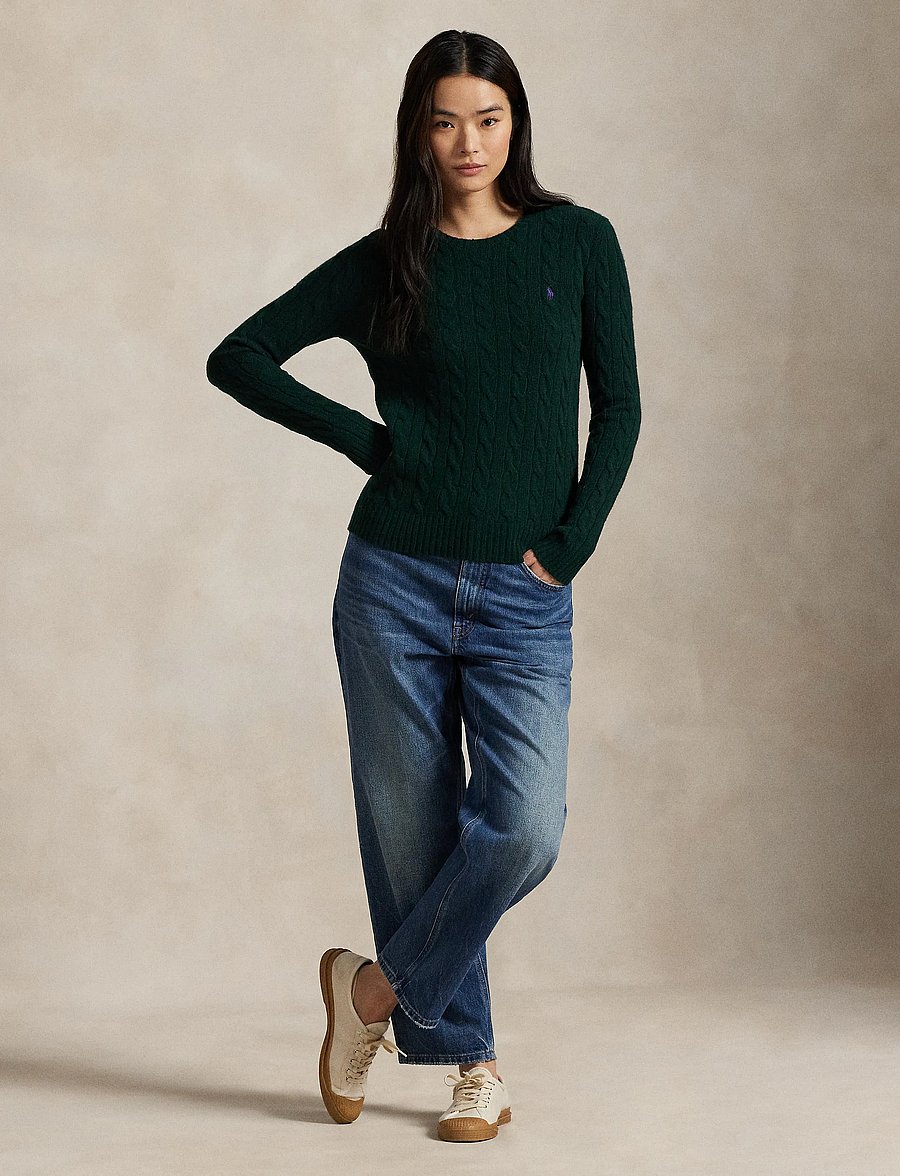 Polo Ralph Lauren - Cable Wool-Cashmere Crewneck Sweater - kashmir - college green - 0