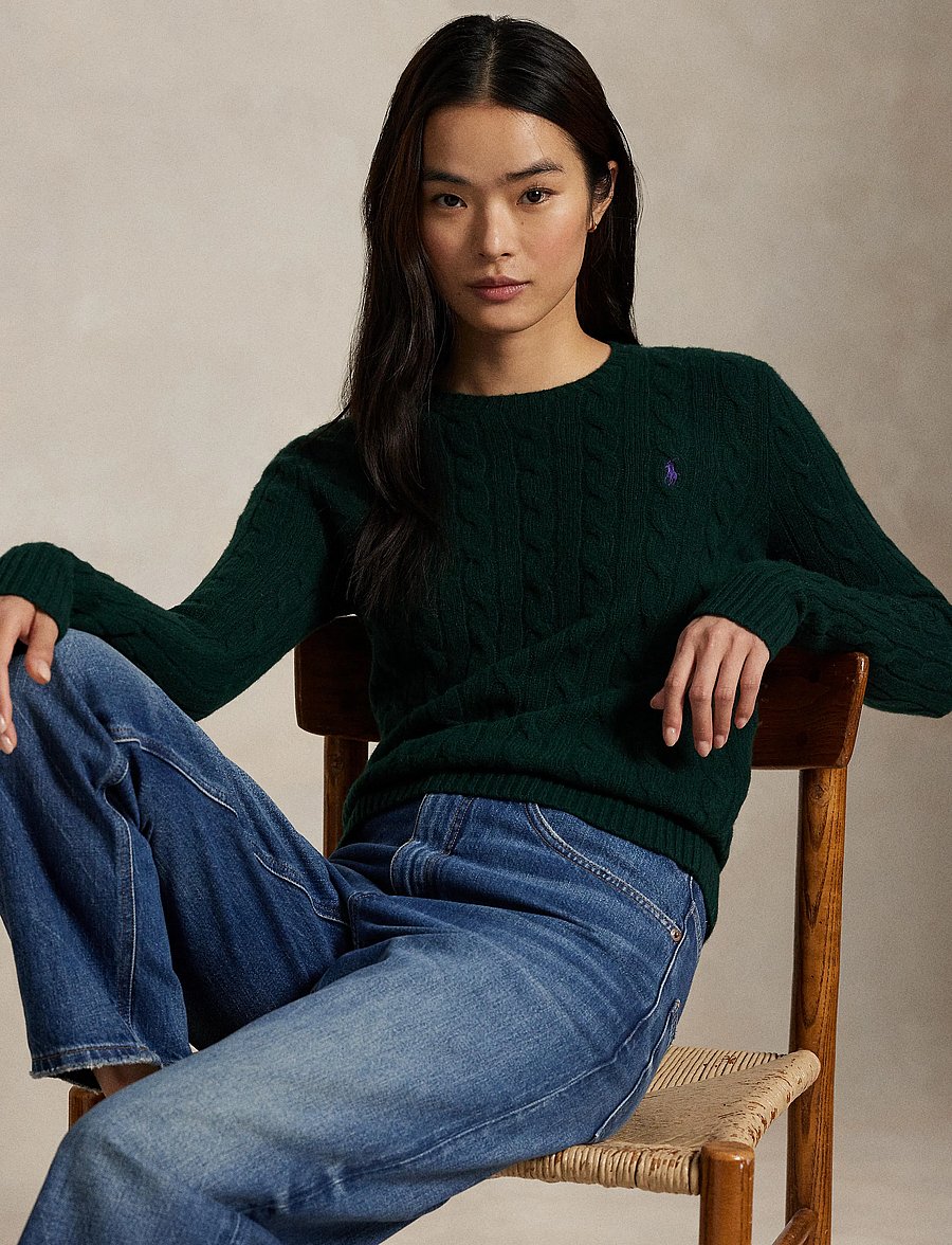 Polo Ralph Lauren - Cable Wool-Cashmere Crewneck Sweater - kashmir - college green - 3