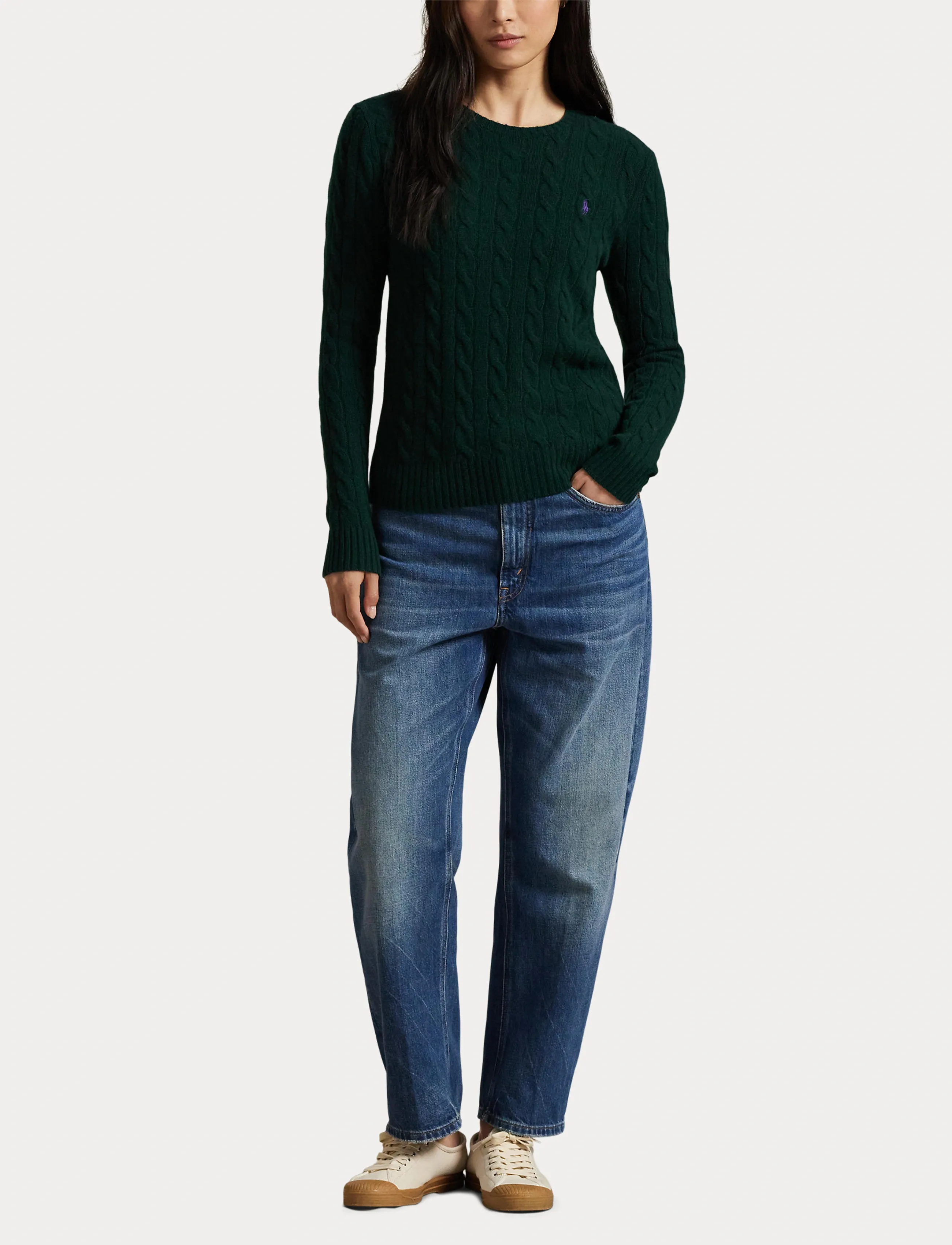 Polo Ralph Lauren - Cable Wool-Cashmere Crewneck Sweater - kashmir - college green - 4
