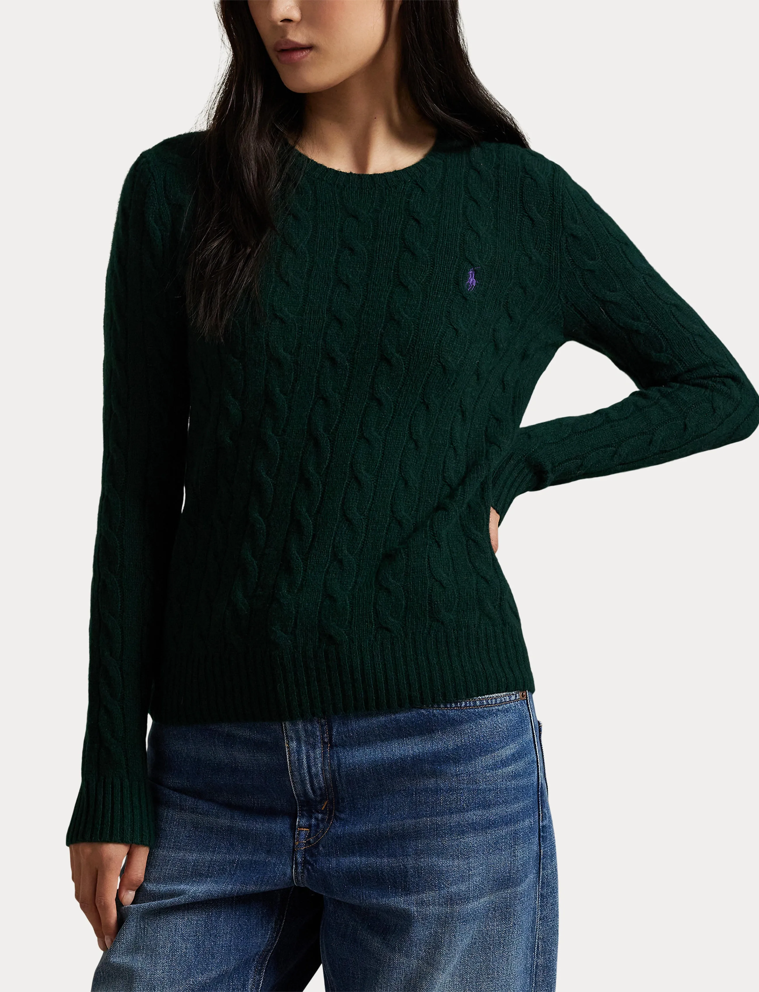 Polo Ralph Lauren - Cable Wool-Cashmere Crewneck Sweater - kashmir - college green - 5