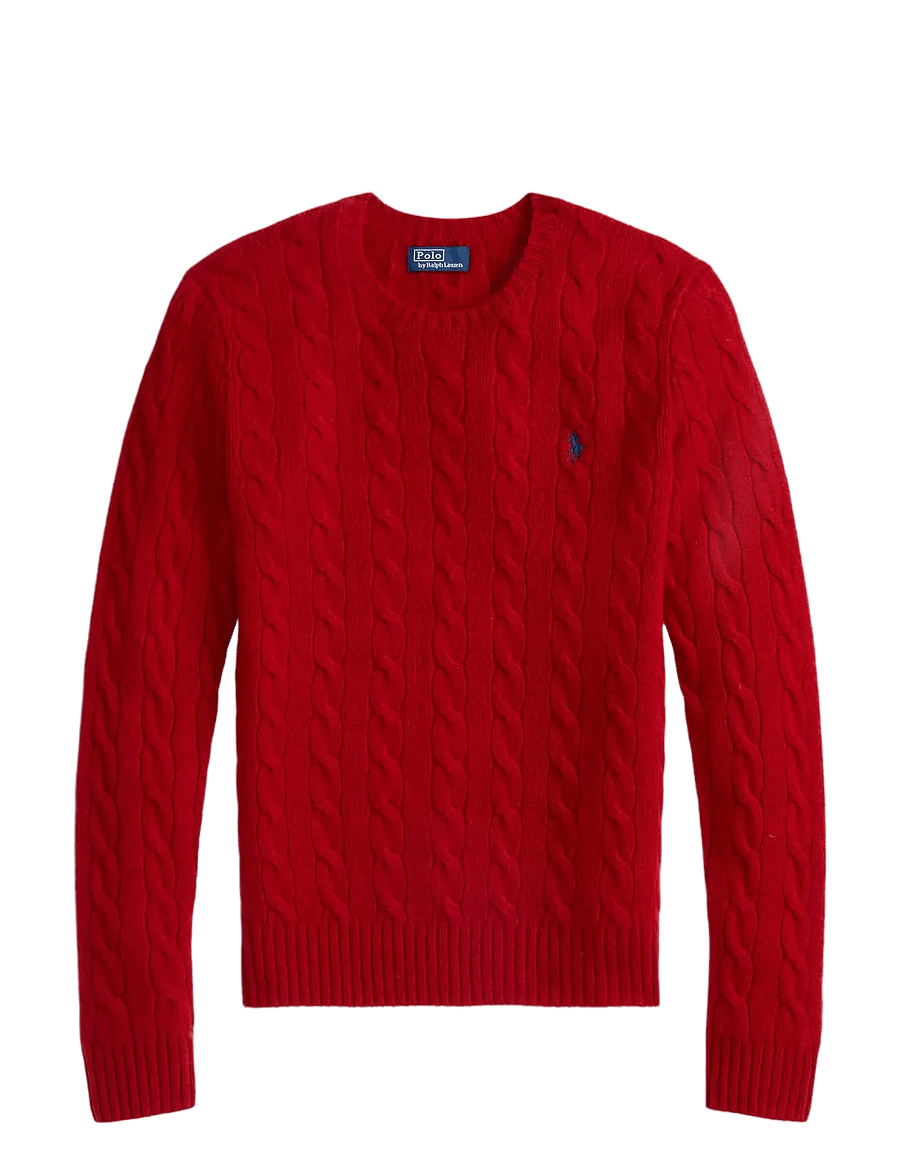 Polo Ralph Lauren - Cable Wool-Cashmere Crewneck Sweater - fireside red - 1
