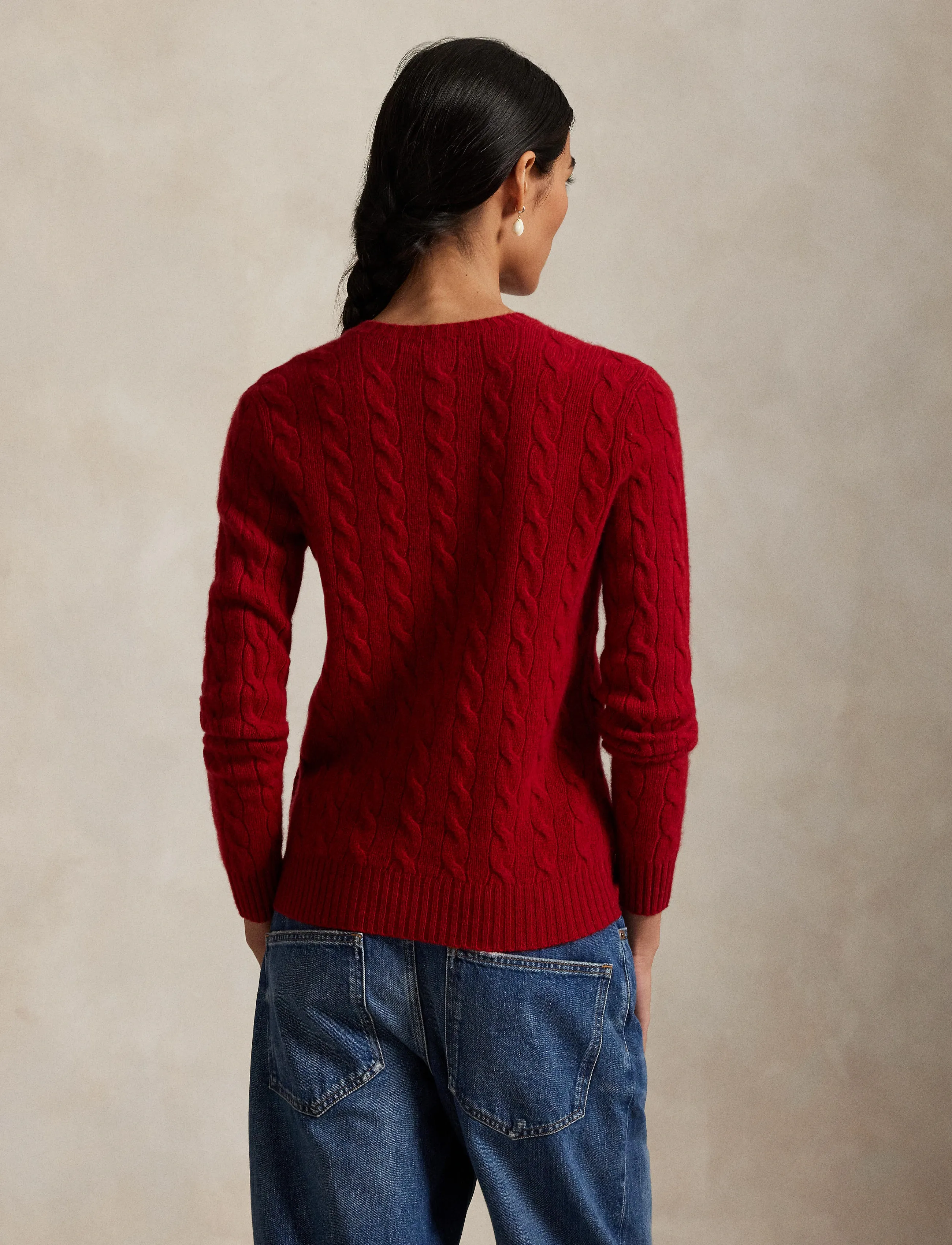 Polo Ralph Lauren - Cable Wool-Cashmere Crewneck Sweater - fireside red - 2