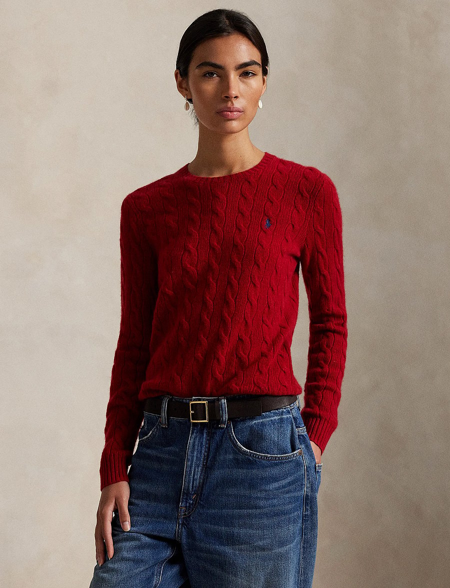 Polo Ralph Lauren - Cable Wool-Cashmere Crewneck Sweater - fireside red - 3