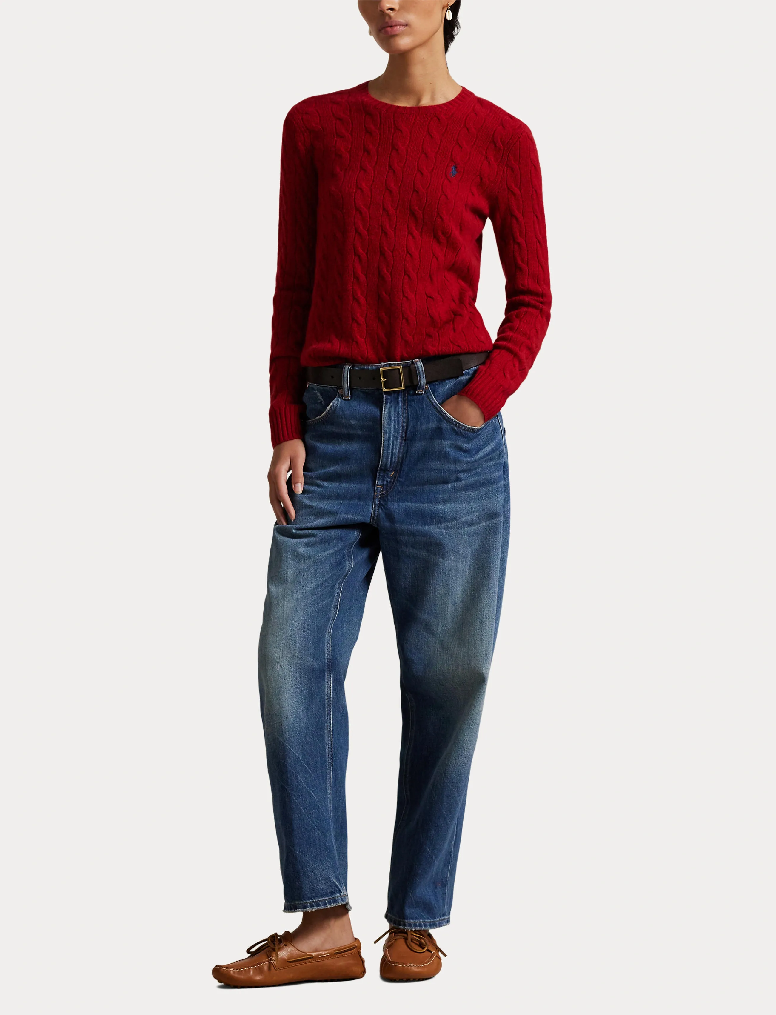 Polo Ralph Lauren - Cable Wool-Cashmere Crewneck Sweater - fireside red - 4