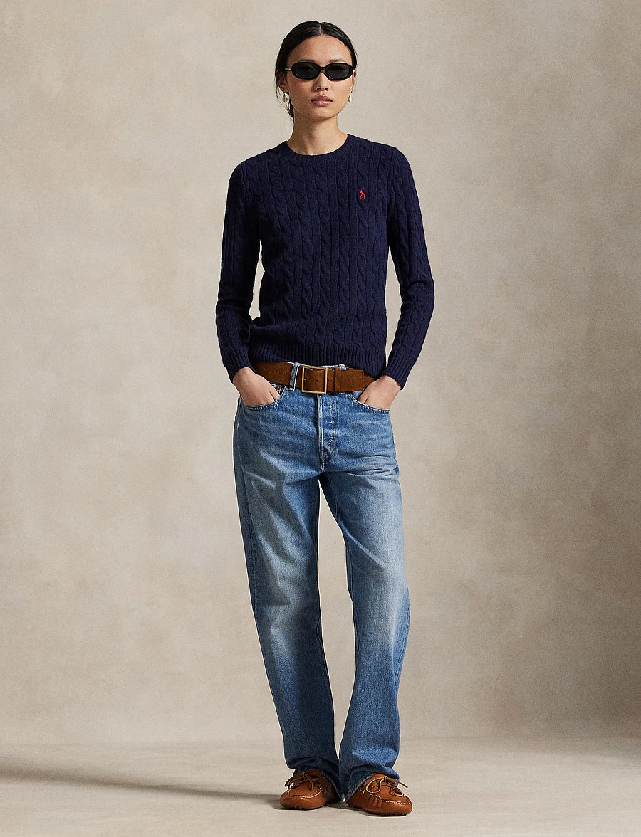 Polo Ralph Lauren - Cable Wool-Cashmere Crewneck Sweater - kaschmir - hunter navy - 0
