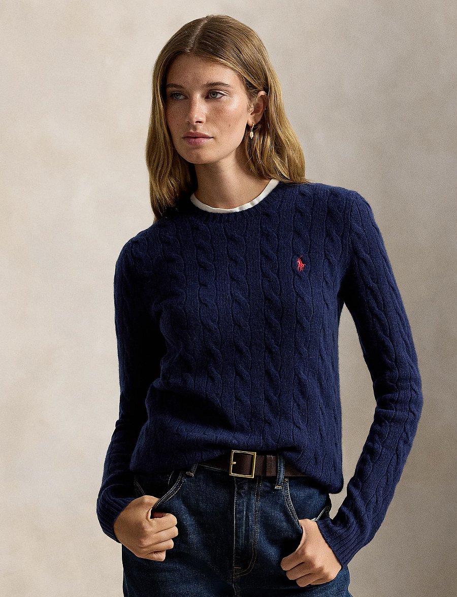 Polo Ralph Lauren - Cable Wool-Cashmere Crewneck Sweater - cashmere - hunter navy - 0
