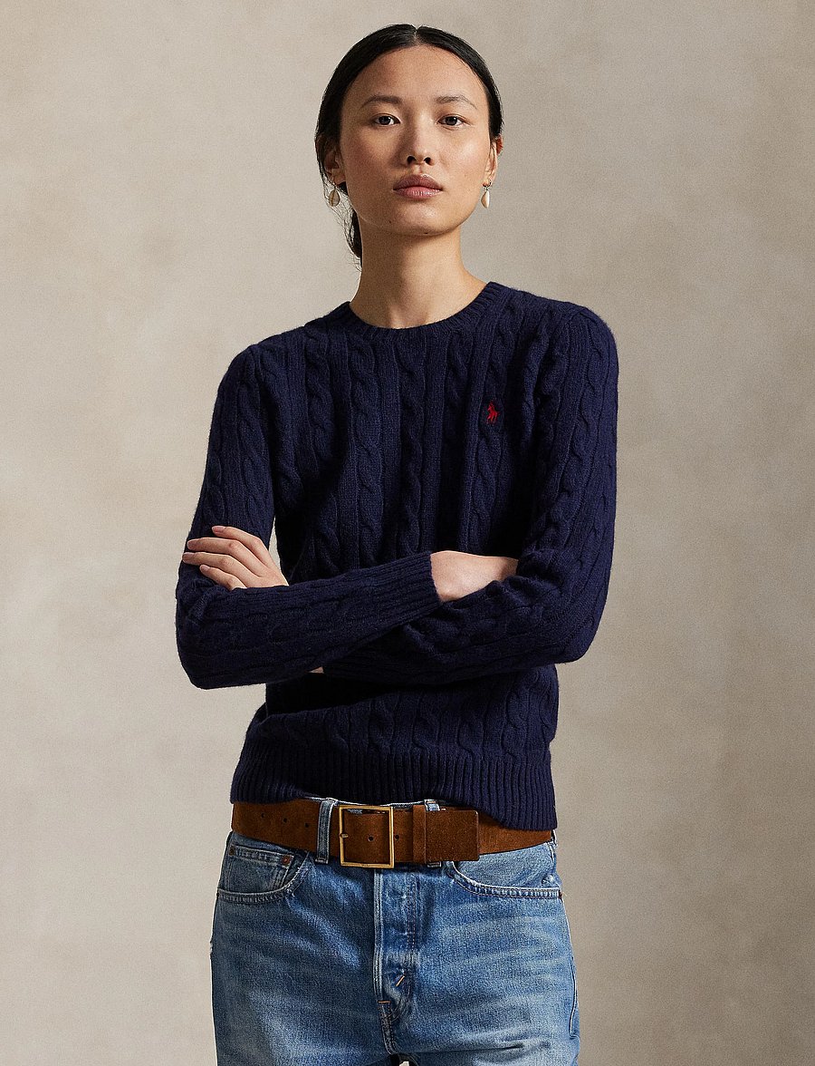 Polo Ralph Lauren - Cable Wool-Cashmere Crewneck Sweater - kaschmir - hunter navy - 3