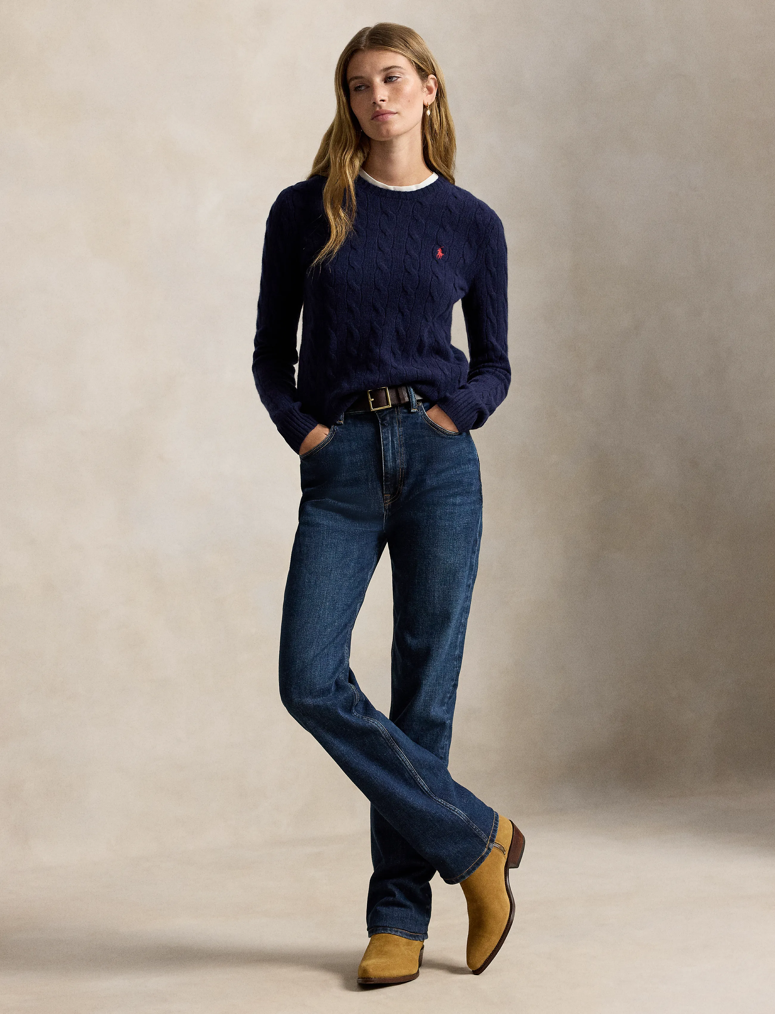 Polo Ralph Lauren - Cable Wool-Cashmere Crewneck Sweater - cashmere - hunter navy - 3