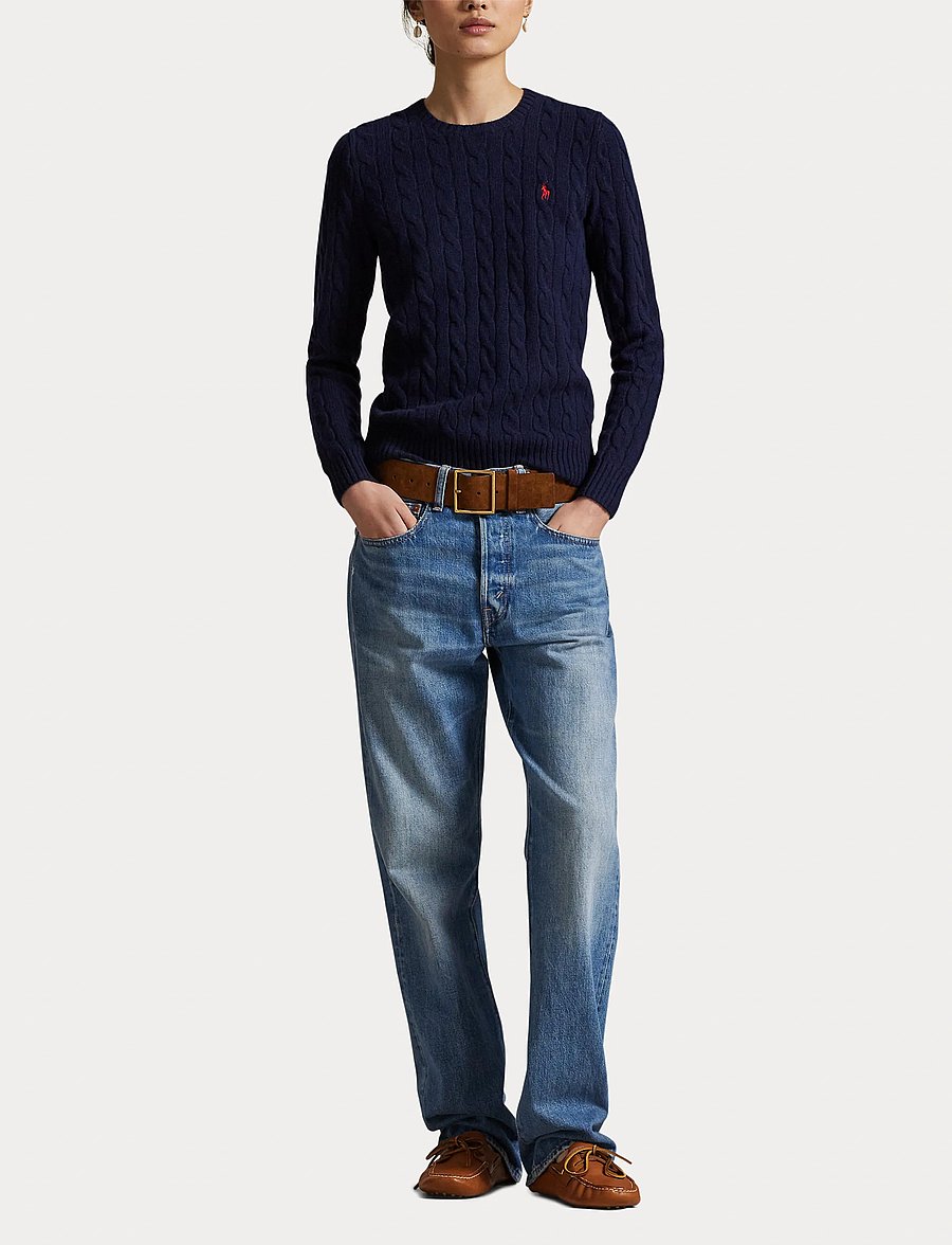 Polo Ralph Lauren - Cable Wool-Cashmere Crewneck Sweater - kaschmir - hunter navy - 4