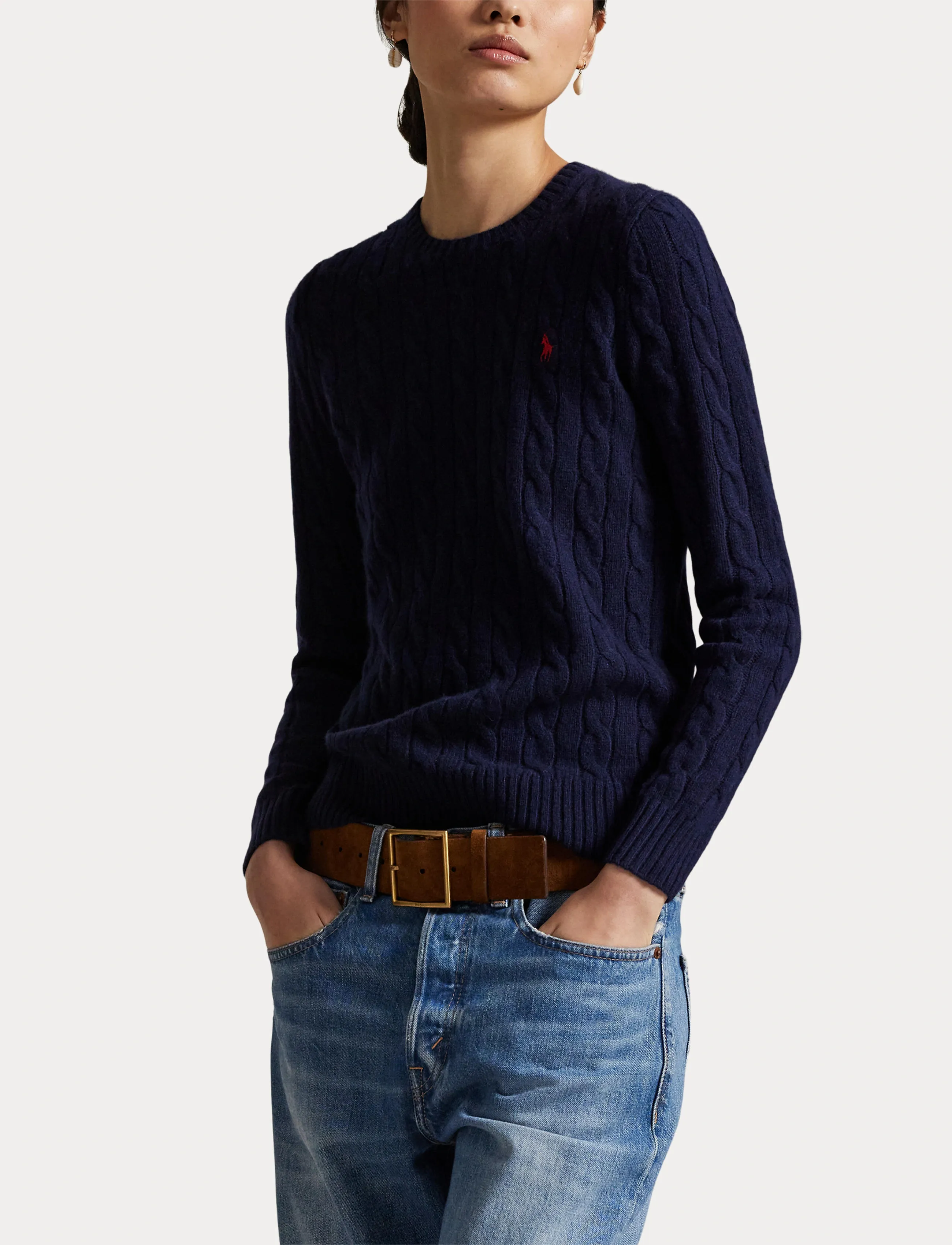 Polo Ralph Lauren - Cable Wool-Cashmere Crewneck Sweater - hunter navy - 5