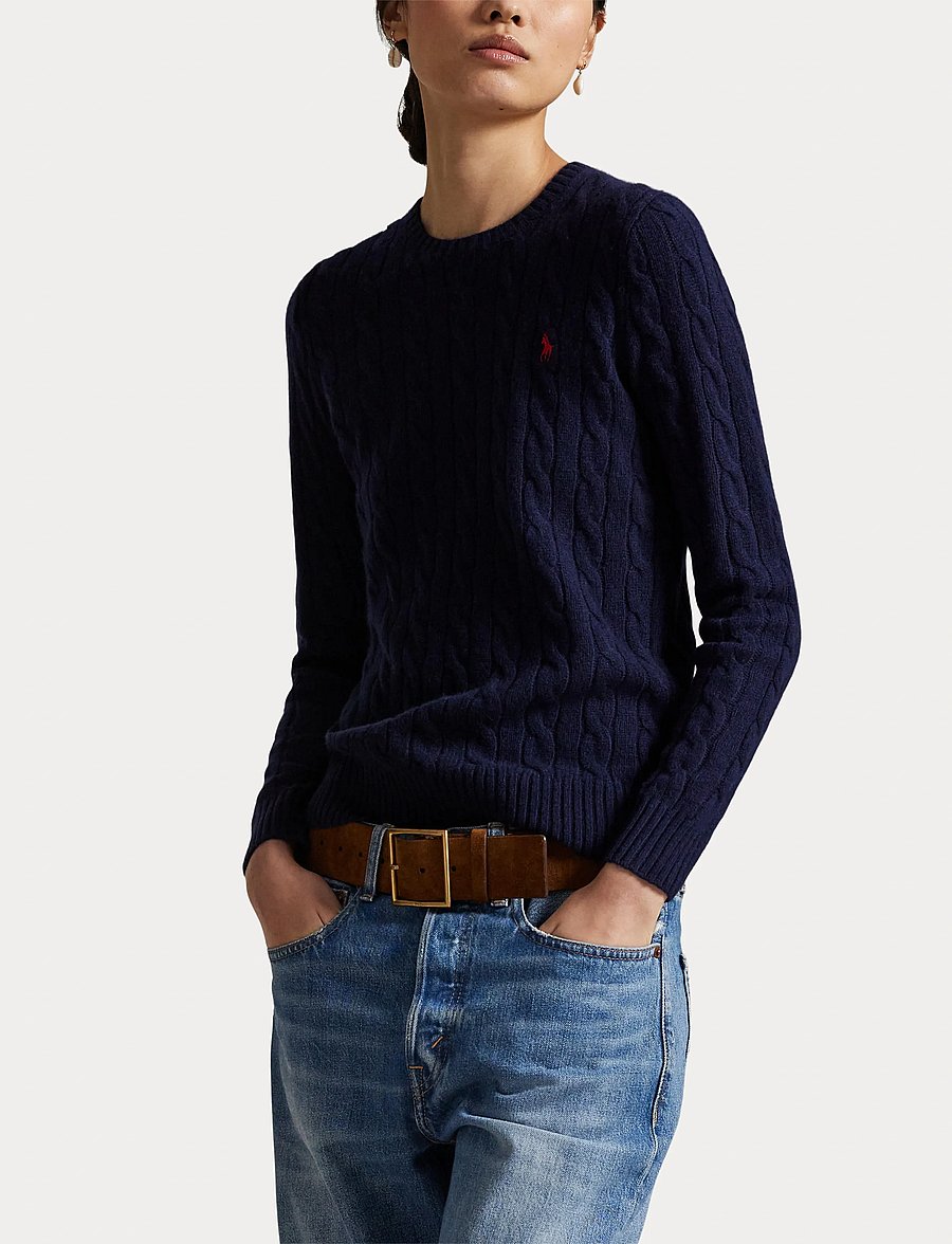 Polo Ralph Lauren - Cable Wool-Cashmere Crewneck Sweater - kaschmir - hunter navy - 5