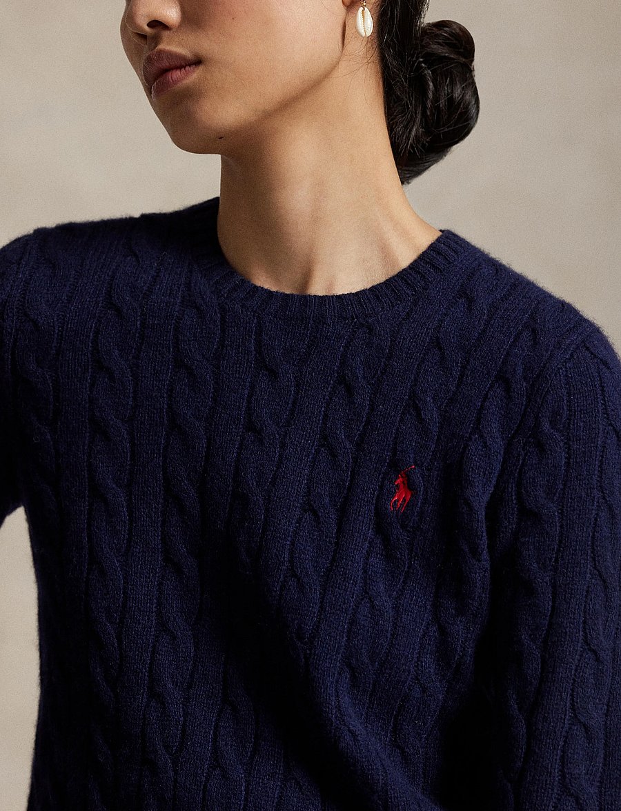 Polo Ralph Lauren - Cable Wool-Cashmere Crewneck Sweater - cashmere - hunter navy - 5