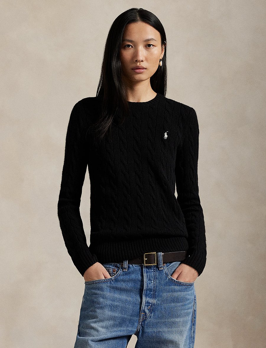 Polo Ralph Lauren - Cable Wool-Cashmere Crewneck Sweater - cashmere - polo black - 0