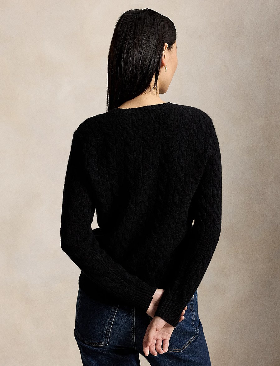 Polo Ralph Lauren - Cable Wool-Cashmere Crewneck Sweater - cashmere - polo black - 3