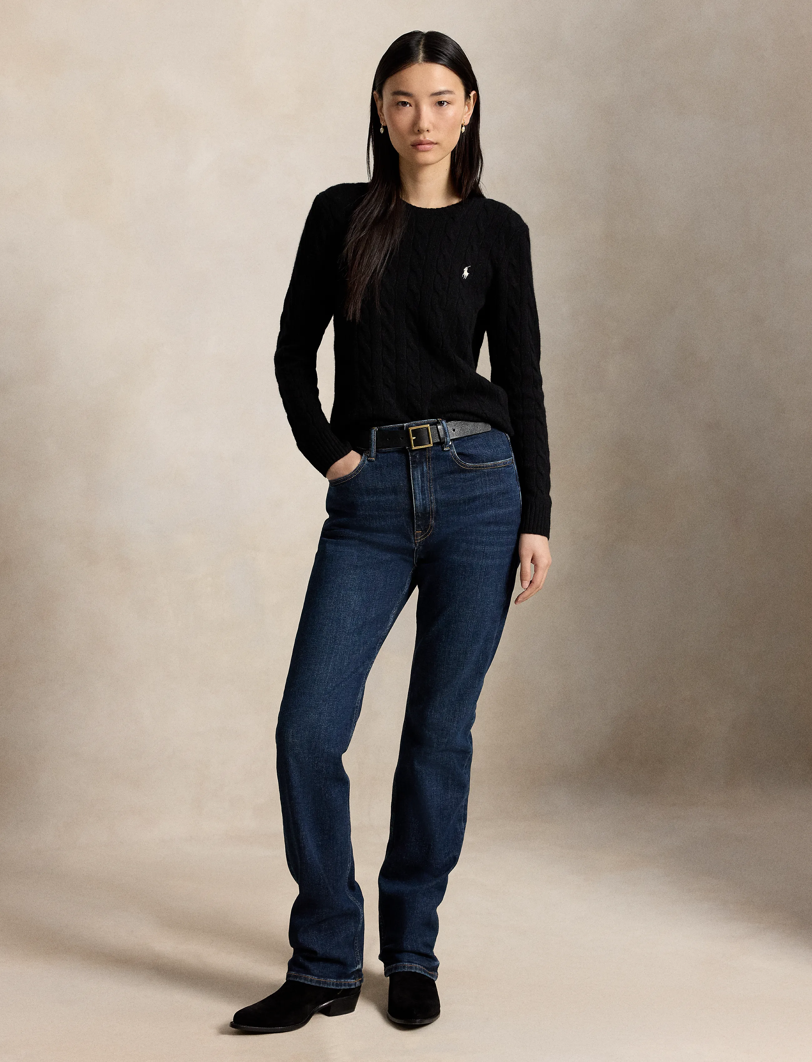 Polo Ralph Lauren - Cable Wool-Cashmere Crewneck Sweater - cashmere - polo black - 2
