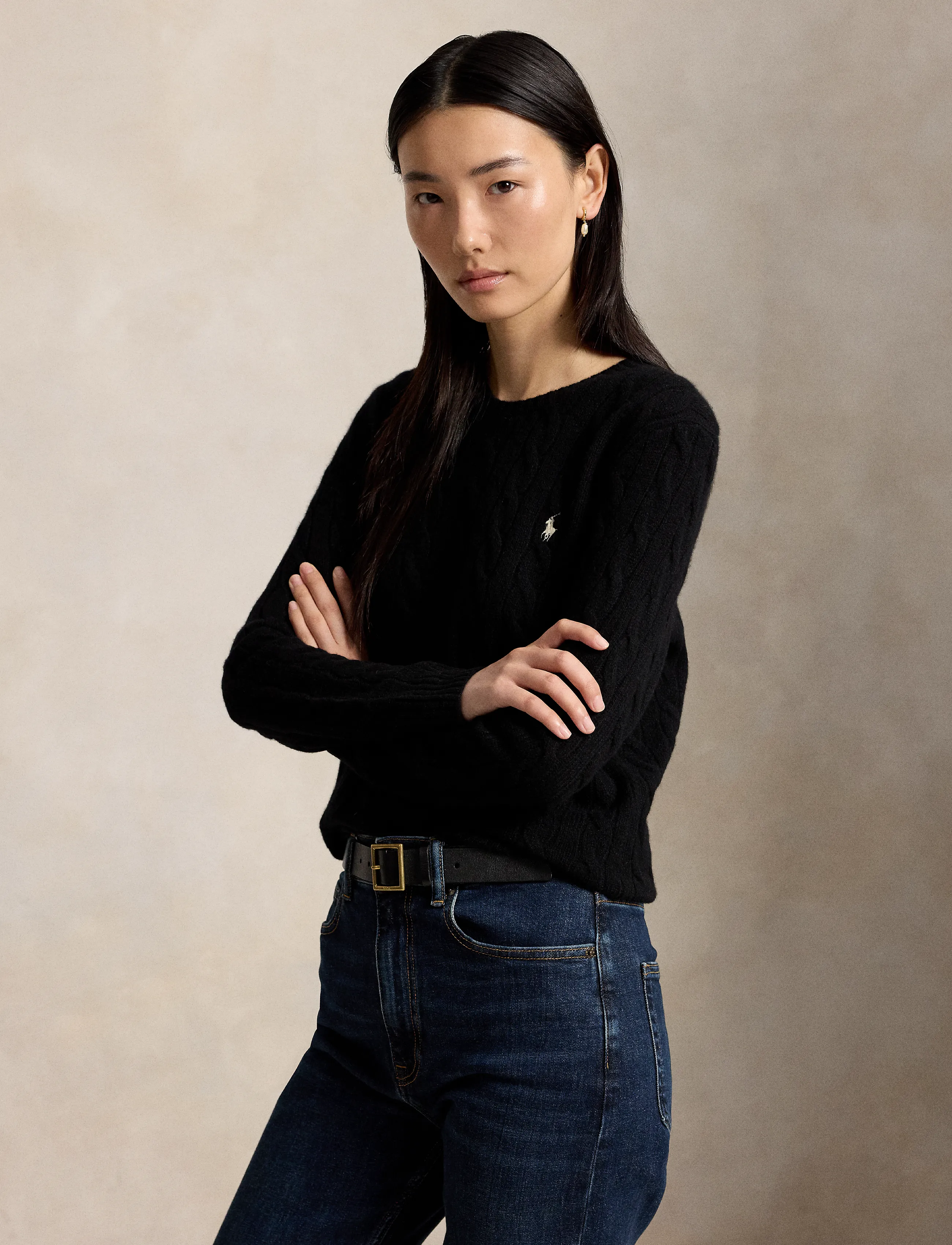 Polo Ralph Lauren - Cable Wool-Cashmere Crewneck Sweater - cashmere - polo black - 3