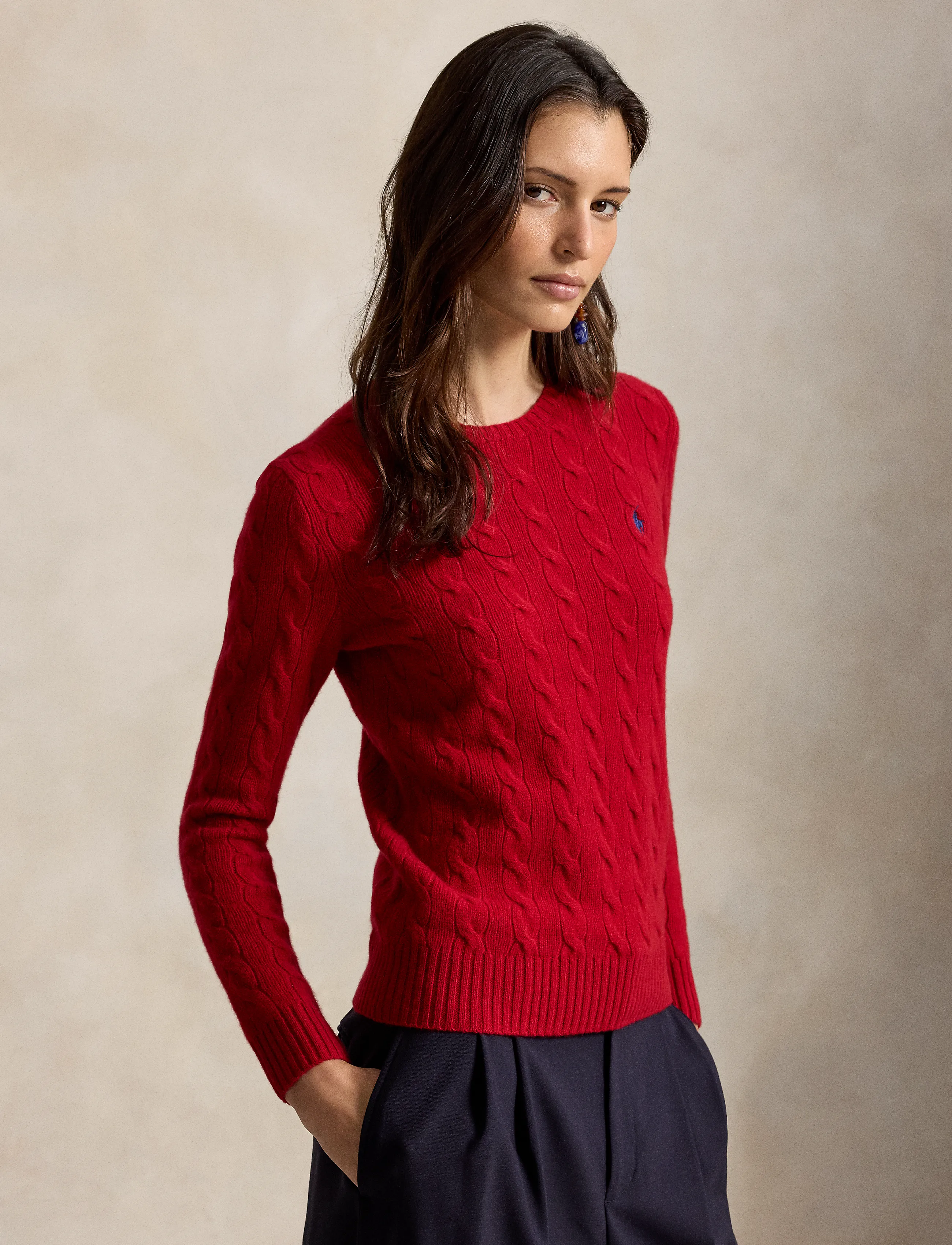 Polo Ralph Lauren Cable Wool-Cashmere Crewneck Sweater - Autumn/Winter 2026 - UNIVERSITY RED / red