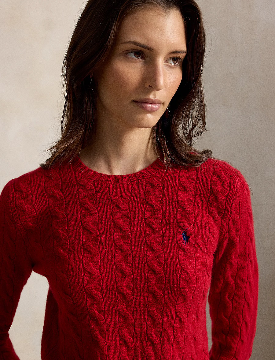 Polo Ralph Lauren - Cable Wool-Cashmere Crewneck Sweater - kaschmir - university red - 3