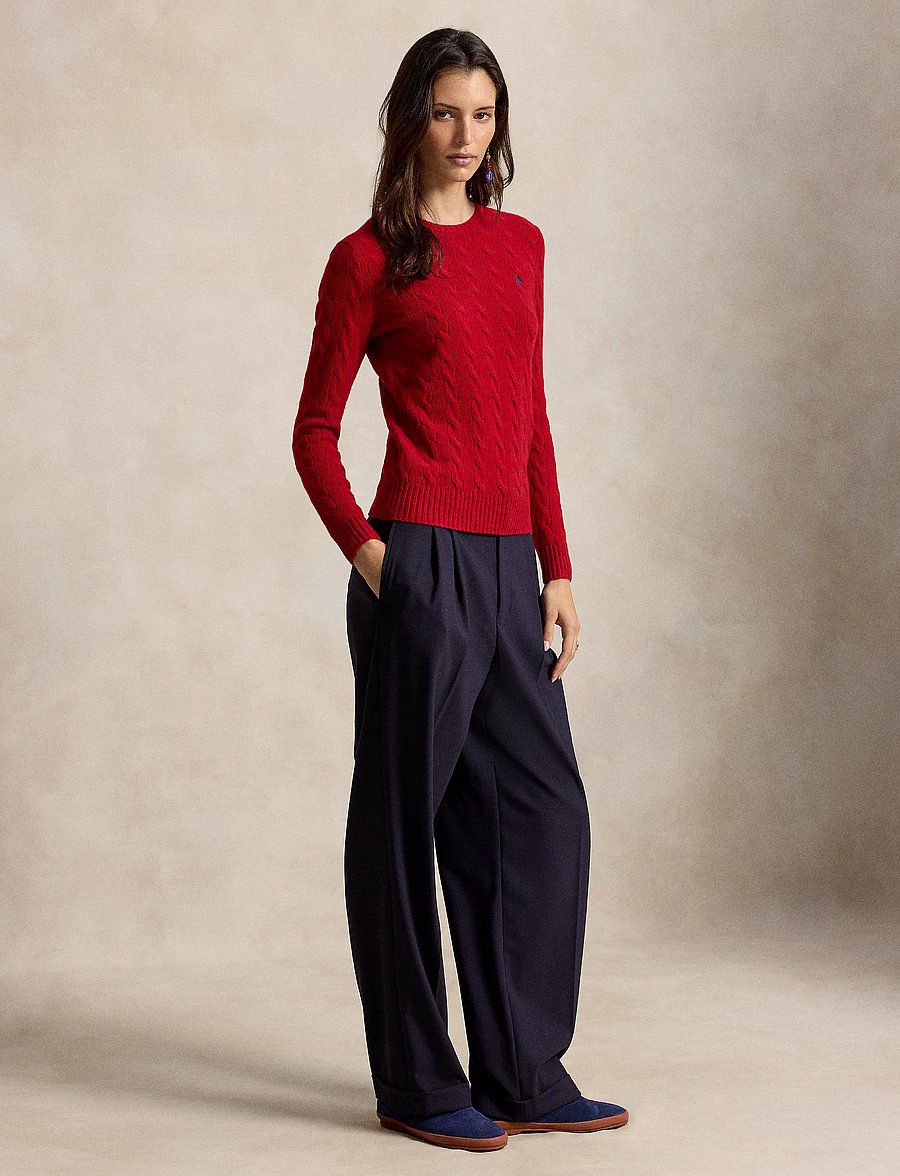 Polo Ralph Lauren - Cable Wool-Cashmere Crewneck Sweater - kaschmir - university red - 4