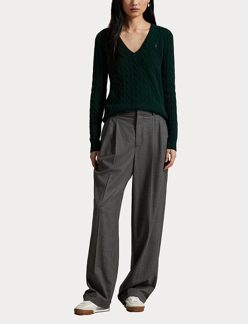 Polo Ralph Lauren - Cable-Knit Wool-Cashmere V-Neck Sweater - trøjer - college green - 4