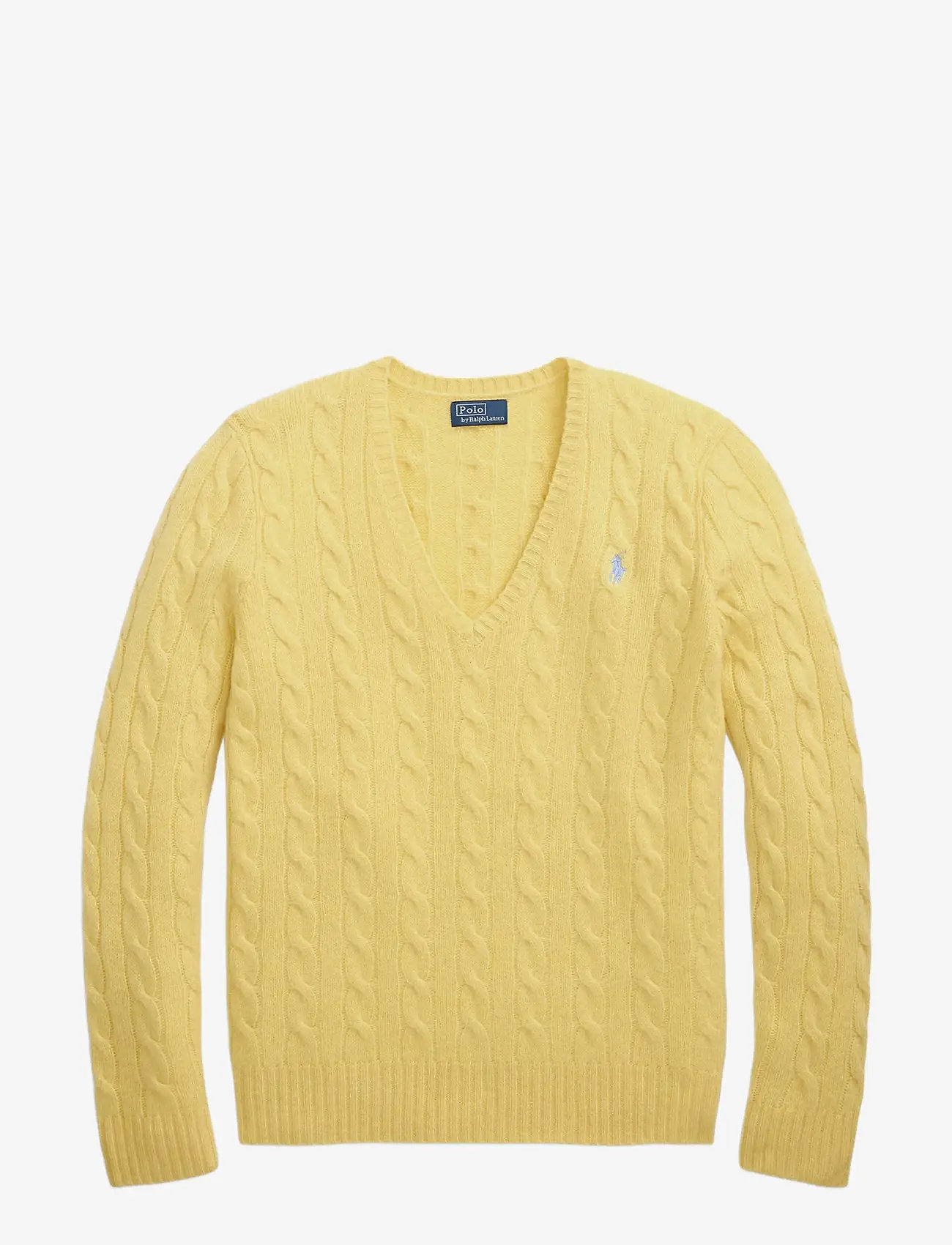 Polo Ralph Lauren - Cable-Knit Wool-Cashmere V-Neck Sweater - kashmir - fall yellow - 1