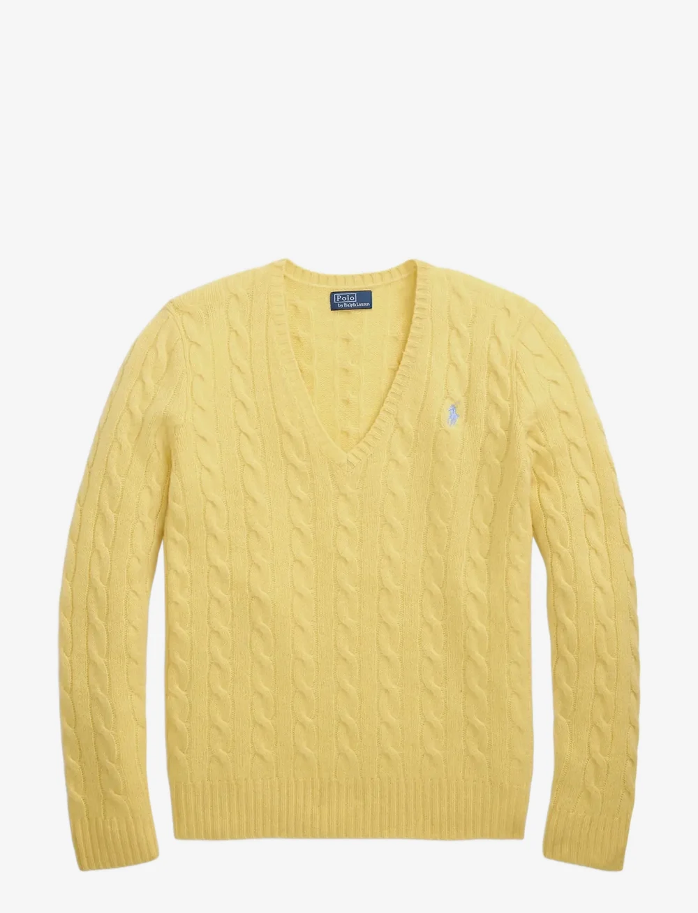 Polo Ralph Lauren - Cable-Knit Wool-Cashmere V-Neck Sweater - kaschmir - fall yellow - 1