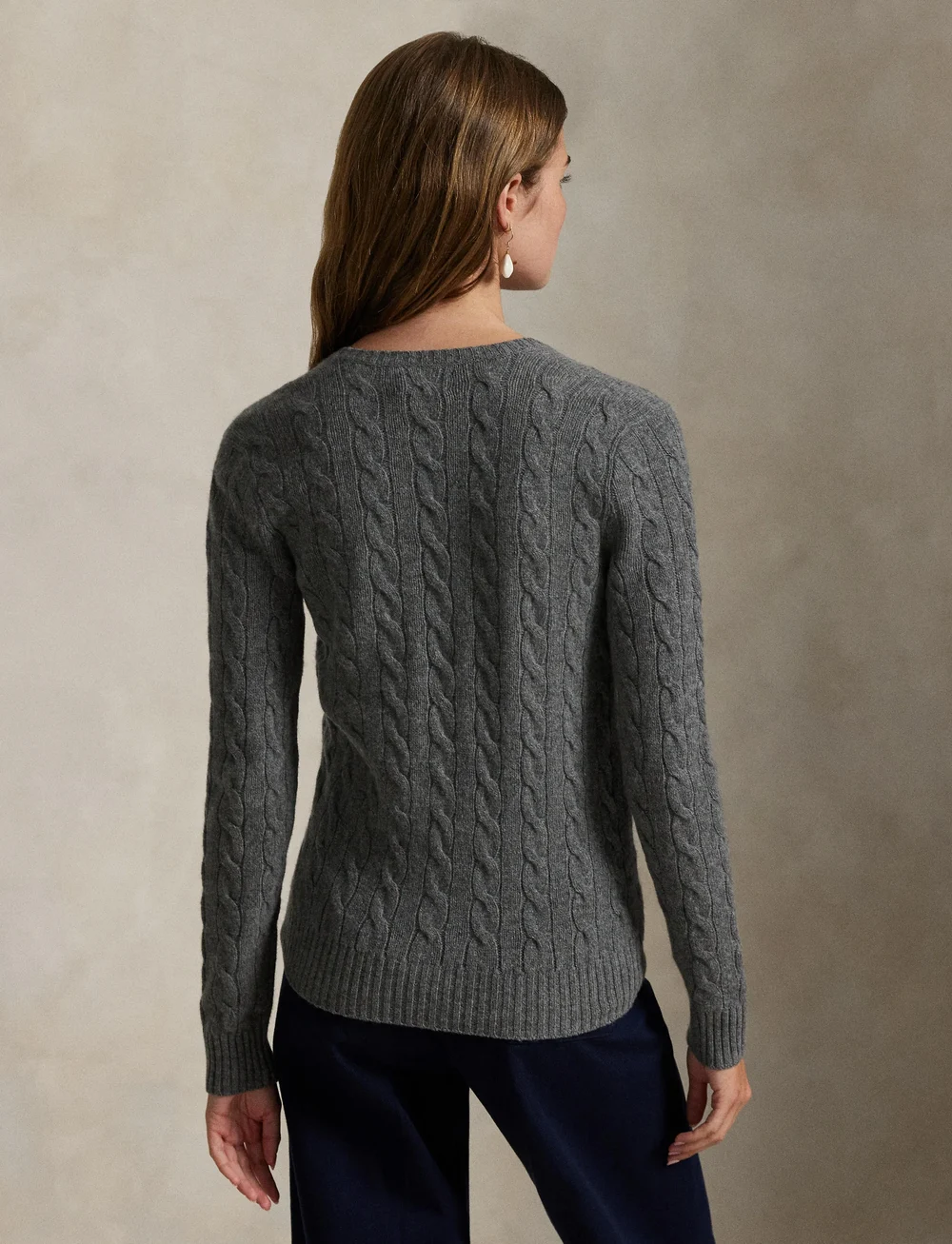 Polo Ralph Lauren - Cable-Knit Wool-Cashmere V-Neck Sweater - pulls - flannel grey heat - 2