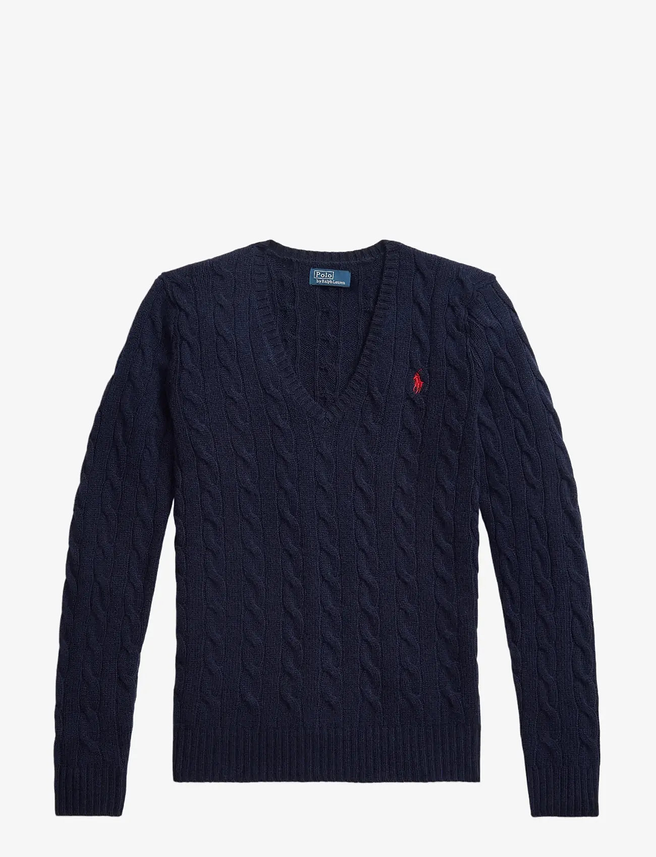 Polo Ralph Lauren - Cable-Knit Wool-Cashmere V-Neck Sweater - tröjor - hunter navy - 1
